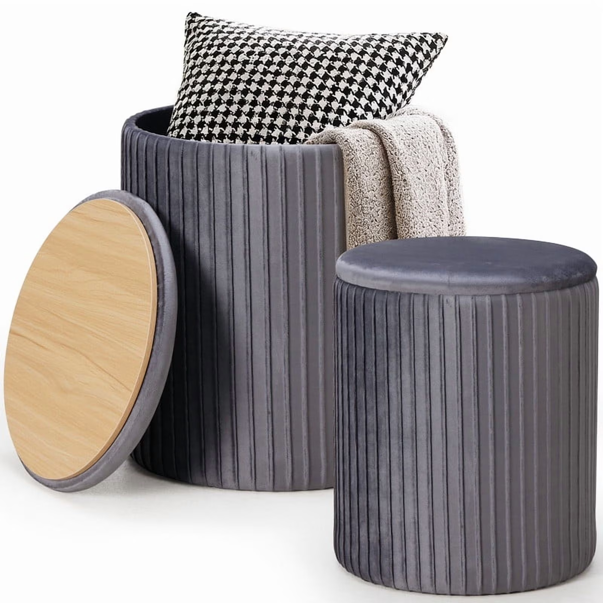 Gianna Round Ottoman Footrest Chair for Makeup Room, Bathroom, Bedroom, Living Room, Entryway & Offices