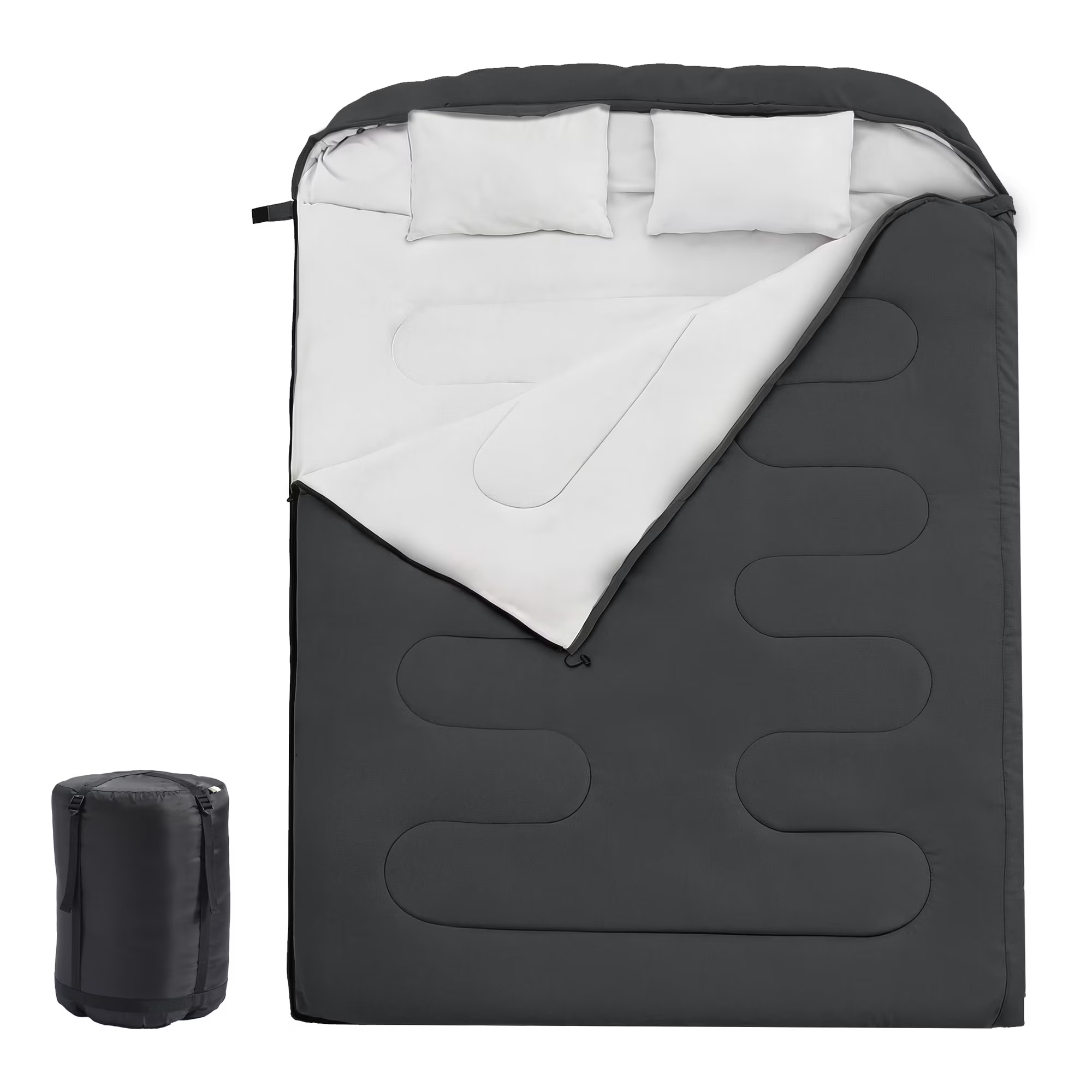 edx Double Sleeping Bag for Adults with 2 Pillows,Waterproof 2 in 1 Design,Lightweight Portable for Camping Hiking