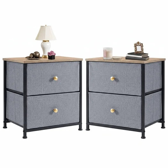 edx Nightstand, Versatile Nightstand with 2 Drawers - Ideal for Bedroom, Living Room, Closet, Entryway, Blue