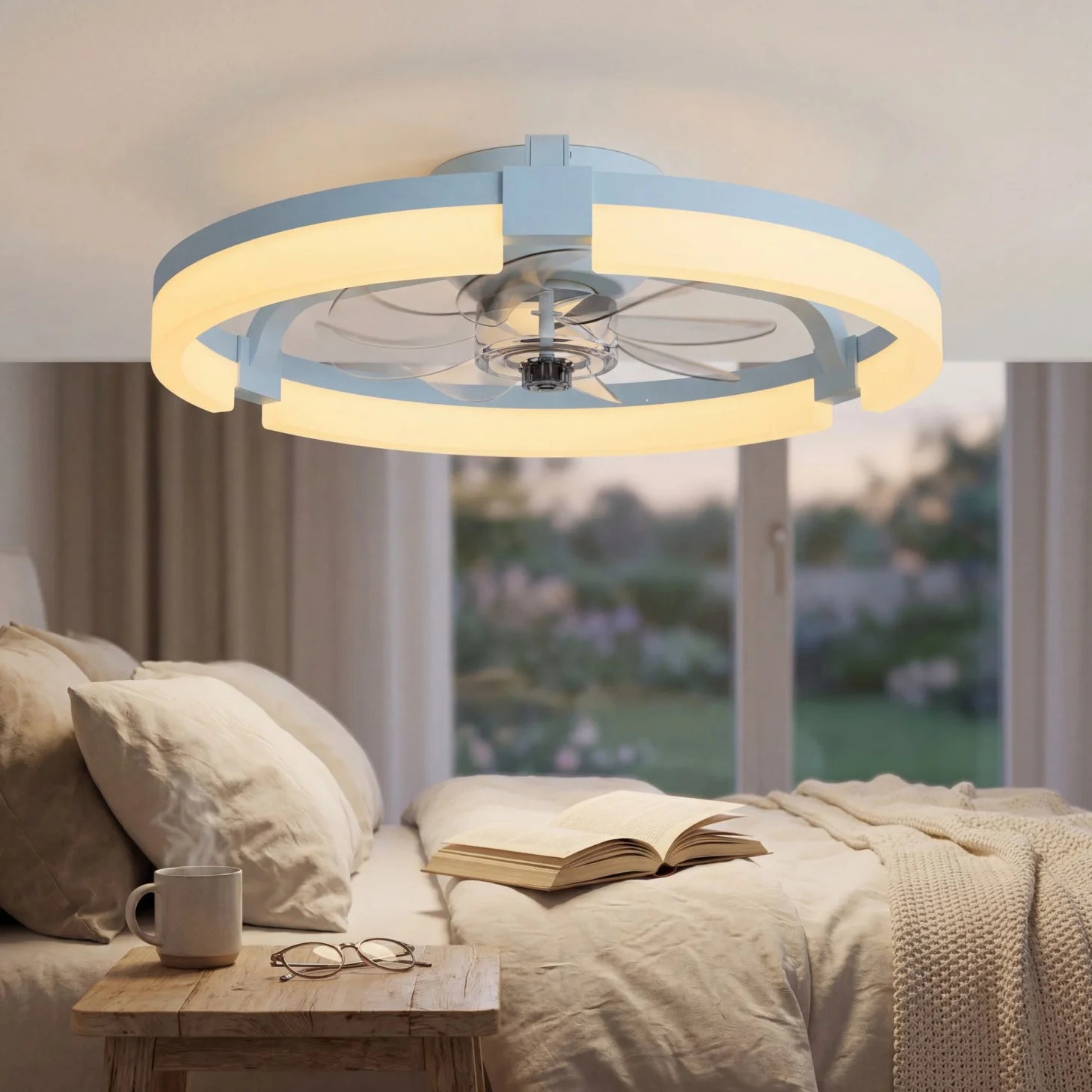 EDX Low-Profile Ceiling Fan with Light & Remote, Bluetooth App Control, Reversible Motor, Dimmable LED 3000K-6500K, Memory Function, 1-6H Timer, Quiet 44dB Flush Mount Fan