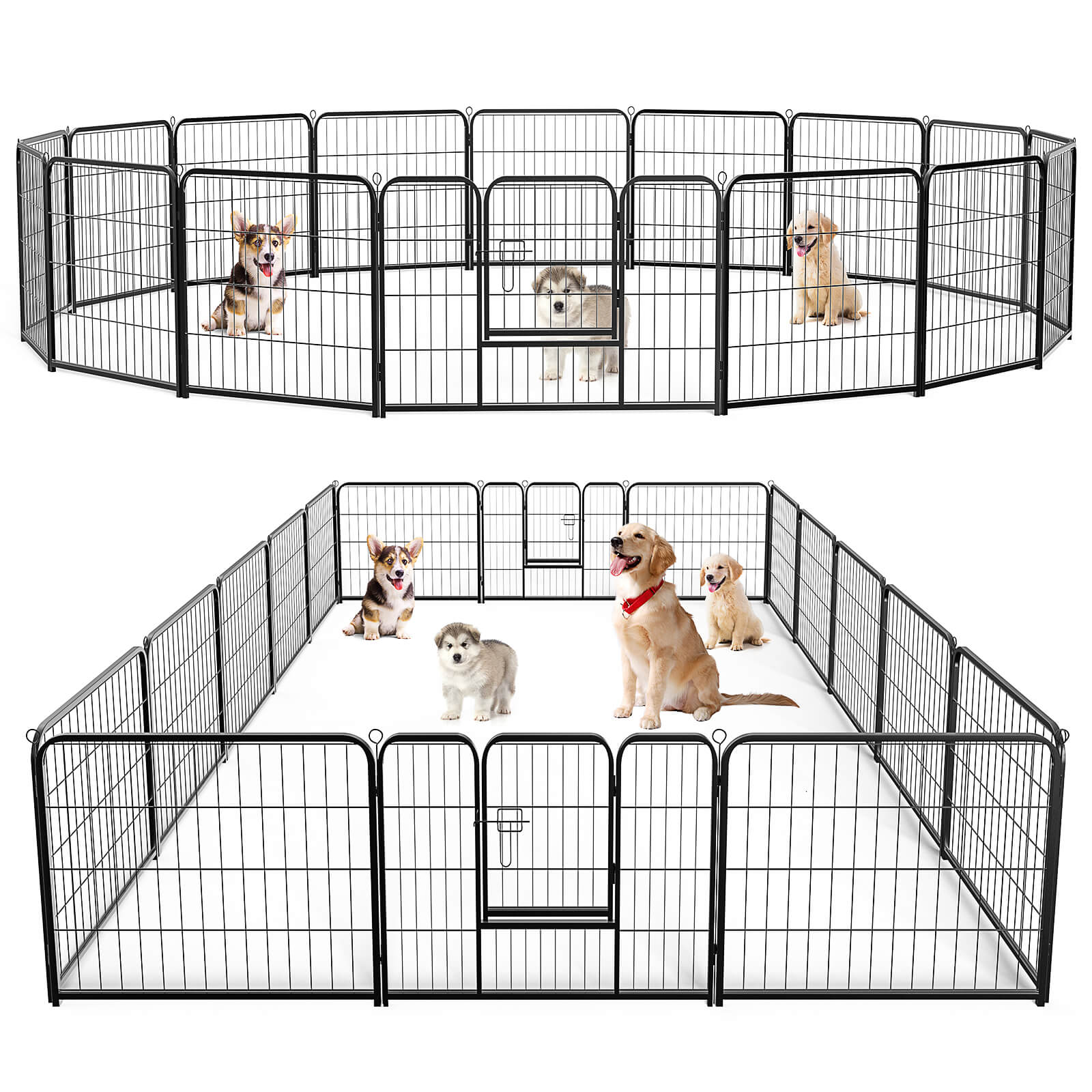 Dog Playpen - Collapsible Portable Pet Pen, High Metal Sport Puppy Pen with Gate for Garden, Patio, RV Camping