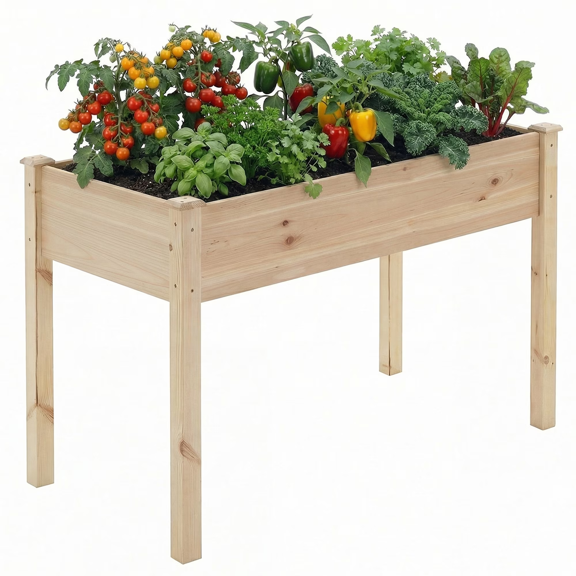 EDX Wooden Raised Garden Bed, Outdoor Planter Box Kit for Vegetables, Flowers and Herbs