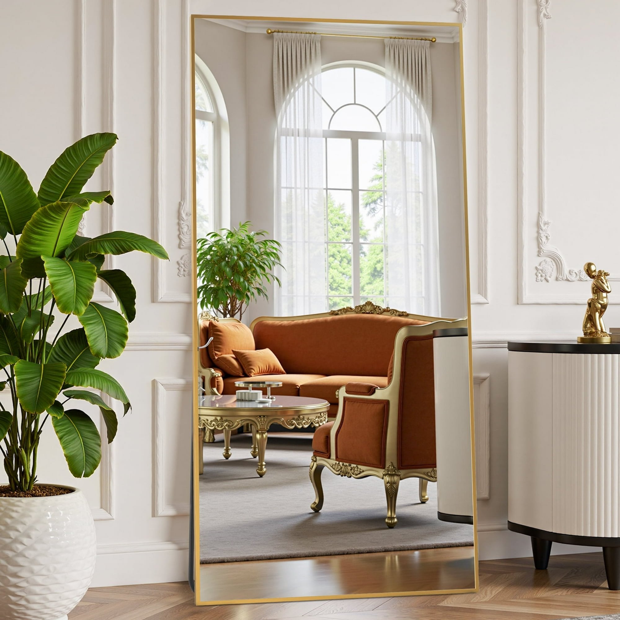 EDX Full Length Mirror 68"x26" Full Body Mirror Rectangle Free Standing Wall Mounted Leaning Hanging Floor Mirrors, Gold