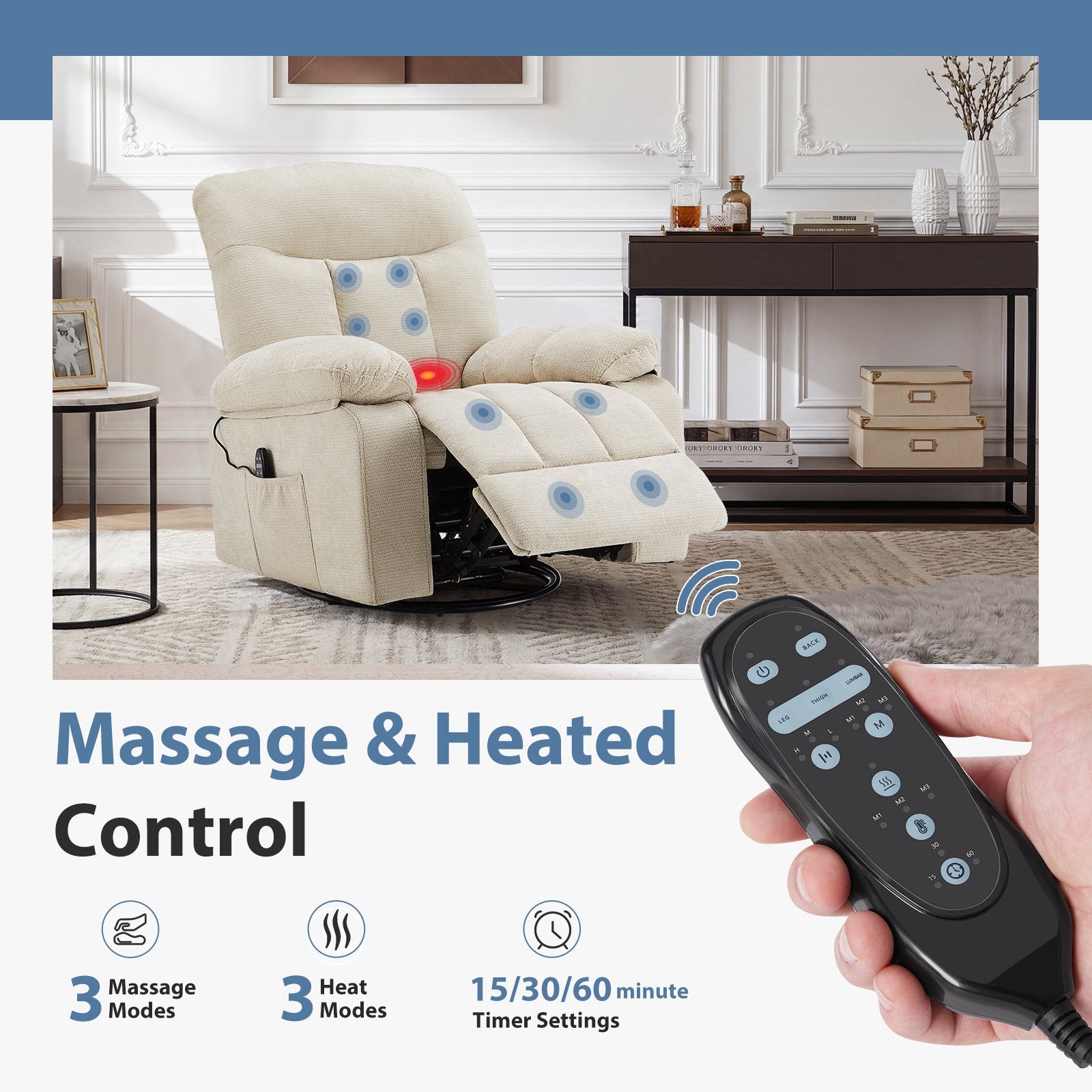 EDX Manual Swivel Chair with Vibration and Heating Function