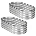 EDX Galvanized Steel Raised Garden Bed, Oval Metal Elevated Planter Box with Multiple Sizes for Outdoor Gardening, Silver