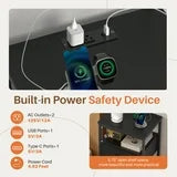 edx 5 Fabric Drawers Nightstand with Charging Station & USB/Type-C Ports and Outlets, Variable Light Strip Bedside End Table with Adjustable Feet for Bedroom, Black