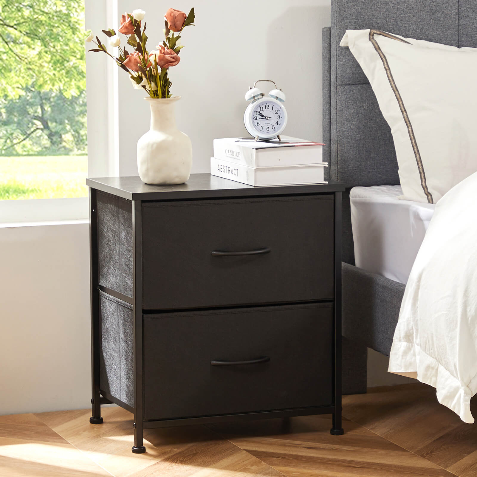 2 Piece Nightstand Set - 2 Storage Drawers, Bedside Furniture End Table, Suitable for Living Room, Bedroom, Closet