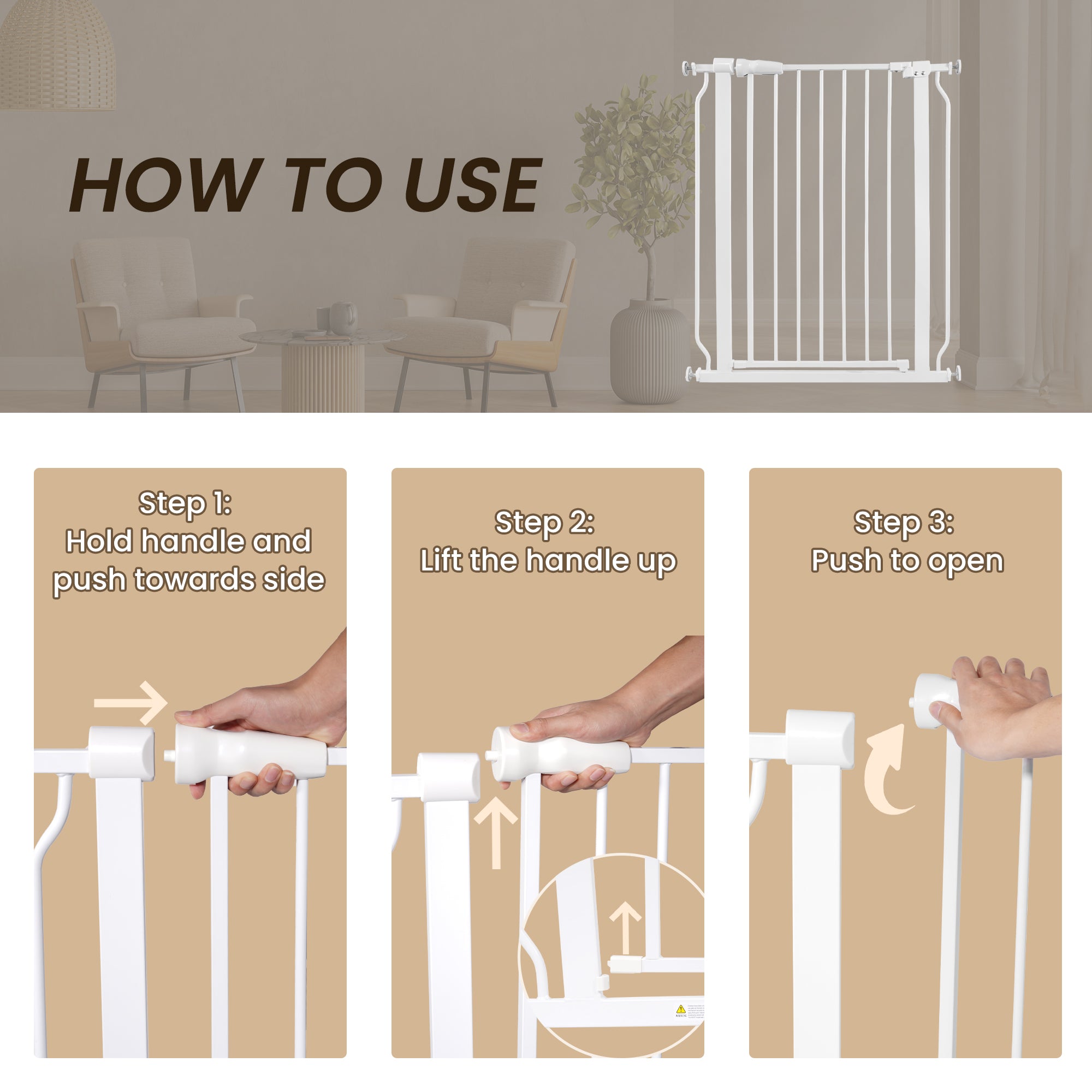 EDX Baby Gate for Stairs and Doorways, 30" Height Safety Gate for Kids and Pets, Adjustable Width 29.1"–33.8", Pressure Mounted Child Gate for Hallways and Openings