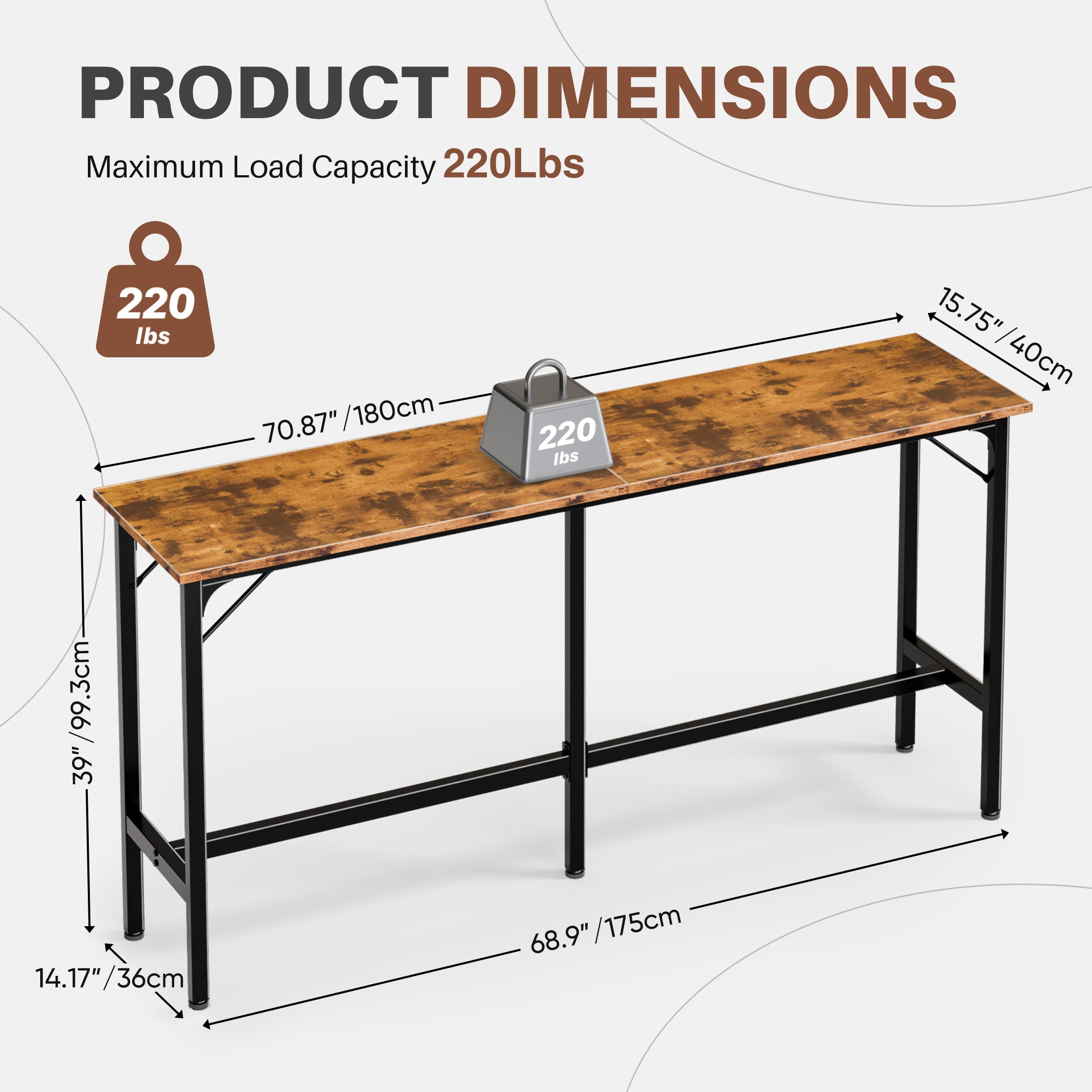 EDX Bar Table, Bar Height Pub Table, Counter Height Bar Table, Rectangular High Top Coffee&Dining Table,for household
