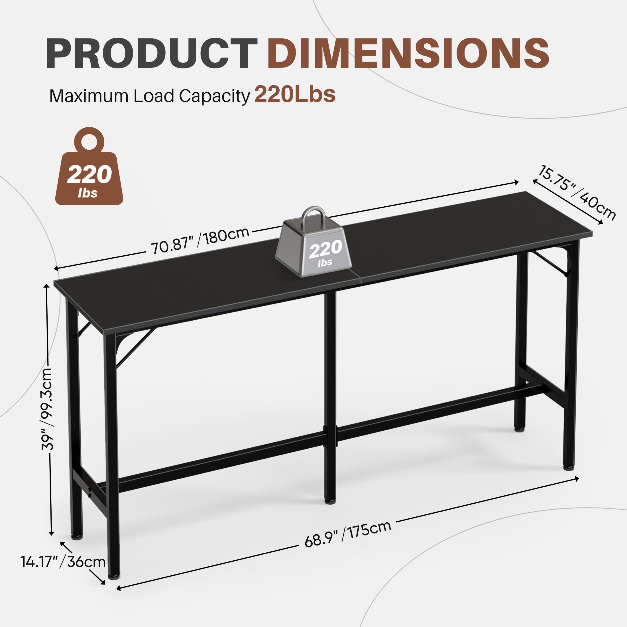 EDX Bar Table, Bar Height Pub Table, Counter Height Bar Table, Rectangular High Top Coffee&Dining Table,for household