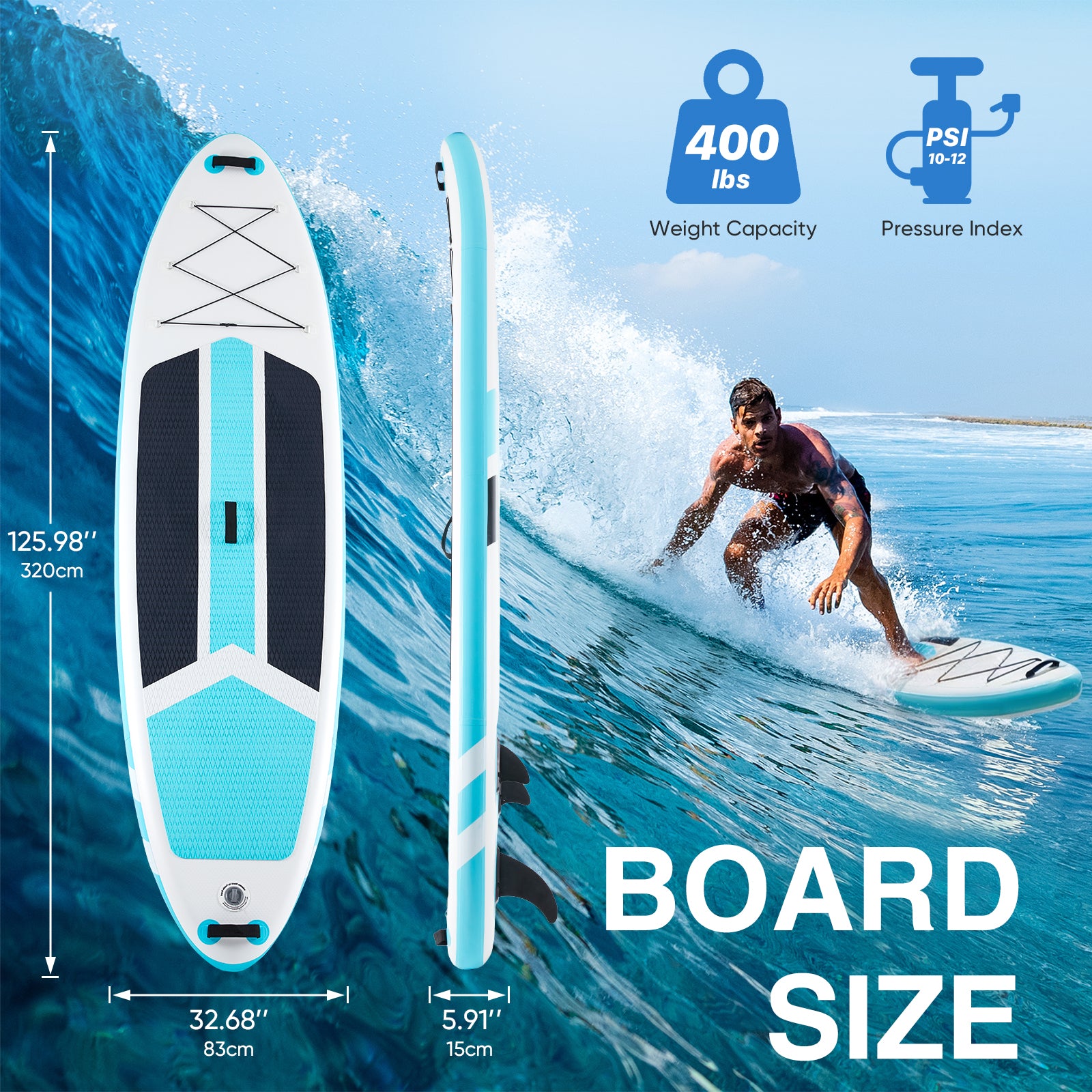 Inflatable Stand Up Paddle Boards 10 ft 5 in with Premium SUP Paddle Board Accessories, Wide Stable Design, Non-Slip Comfort Deck for Youth & Adults