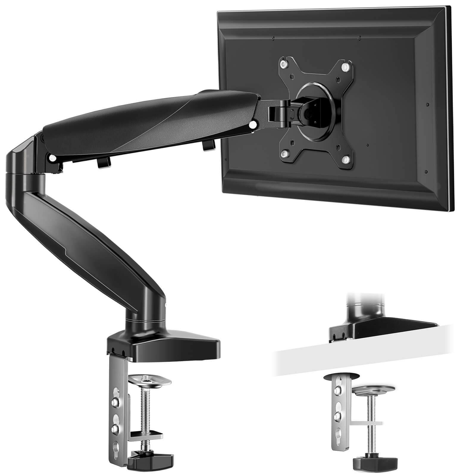 Dual Monitor Stand - Adjustable Gas Spring Monitor Desk Mount Swivel Vesa Bracket with C Clamp, Grommet Mounting Base for 15 to 32 Inch Computer Screens