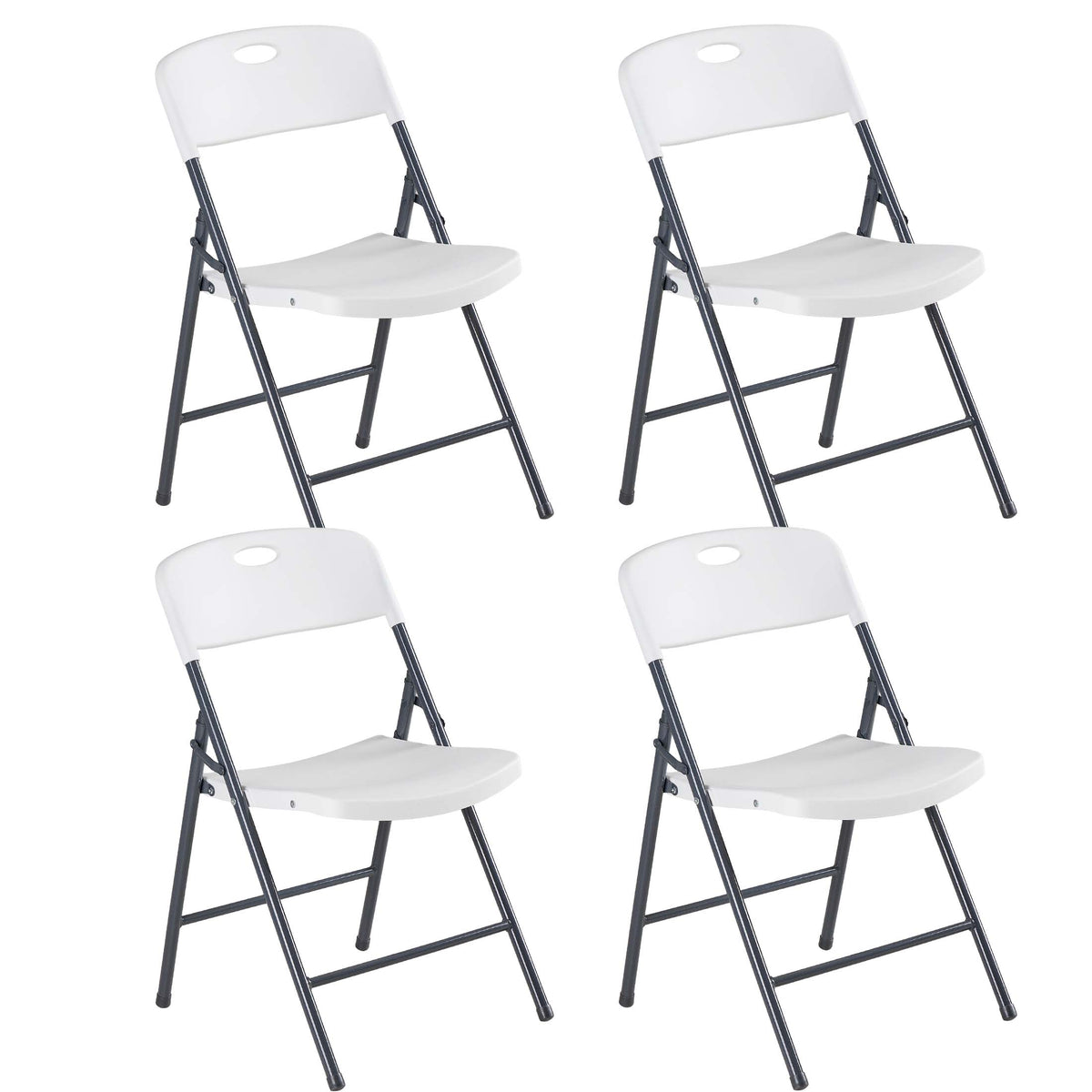 Gianna Folding Chairs with Ergonomic Back, Heavy Duty Plastic Stackable Portable Folding Chairs, Weight Capacity 330 Lbs, For Home, Office, Party, Wedding, Patio, Garden, Indoor Outdoor