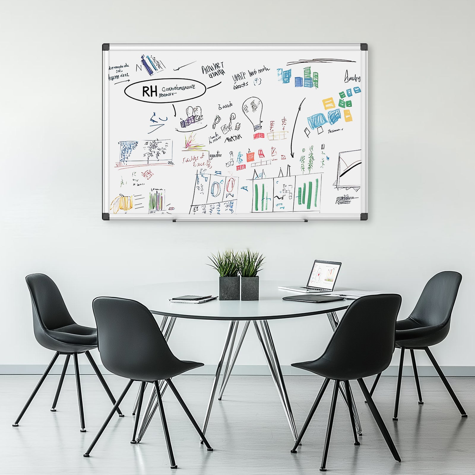 EDX Magnetic Dry Erase Board, 36 X 24 Inches, Two Mounting 0ptions, Horizontal or Vertical，With Left and Right Removable Pen Tray, Silver Aluminium Frame, White