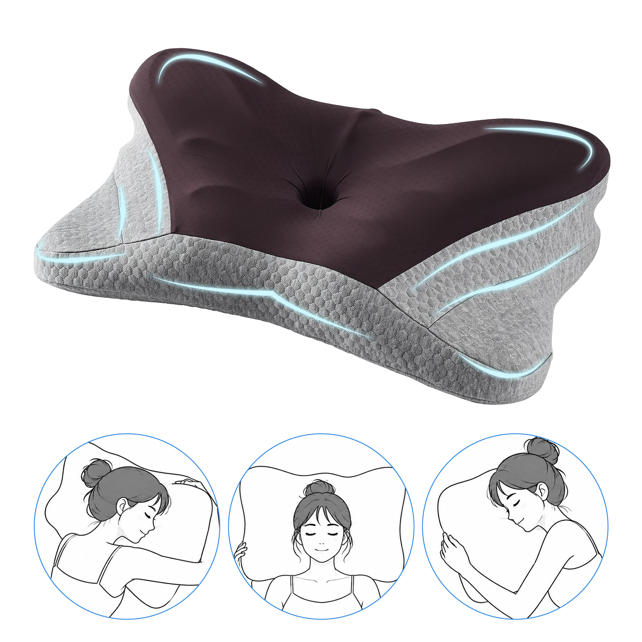 EDX Cervical Contour Memory Foam Pillow, Memory Foam Neck Pillow for Sleeping, Cooling Pillow for Side Back Stomach Sleepers