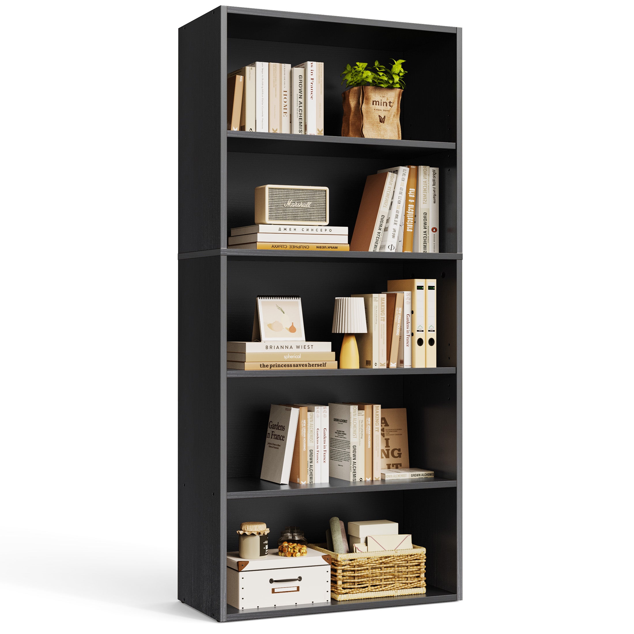 ZUNMOS  Bookcase,  Open Industrial Standing Bookshelf Large Storage for Home Office