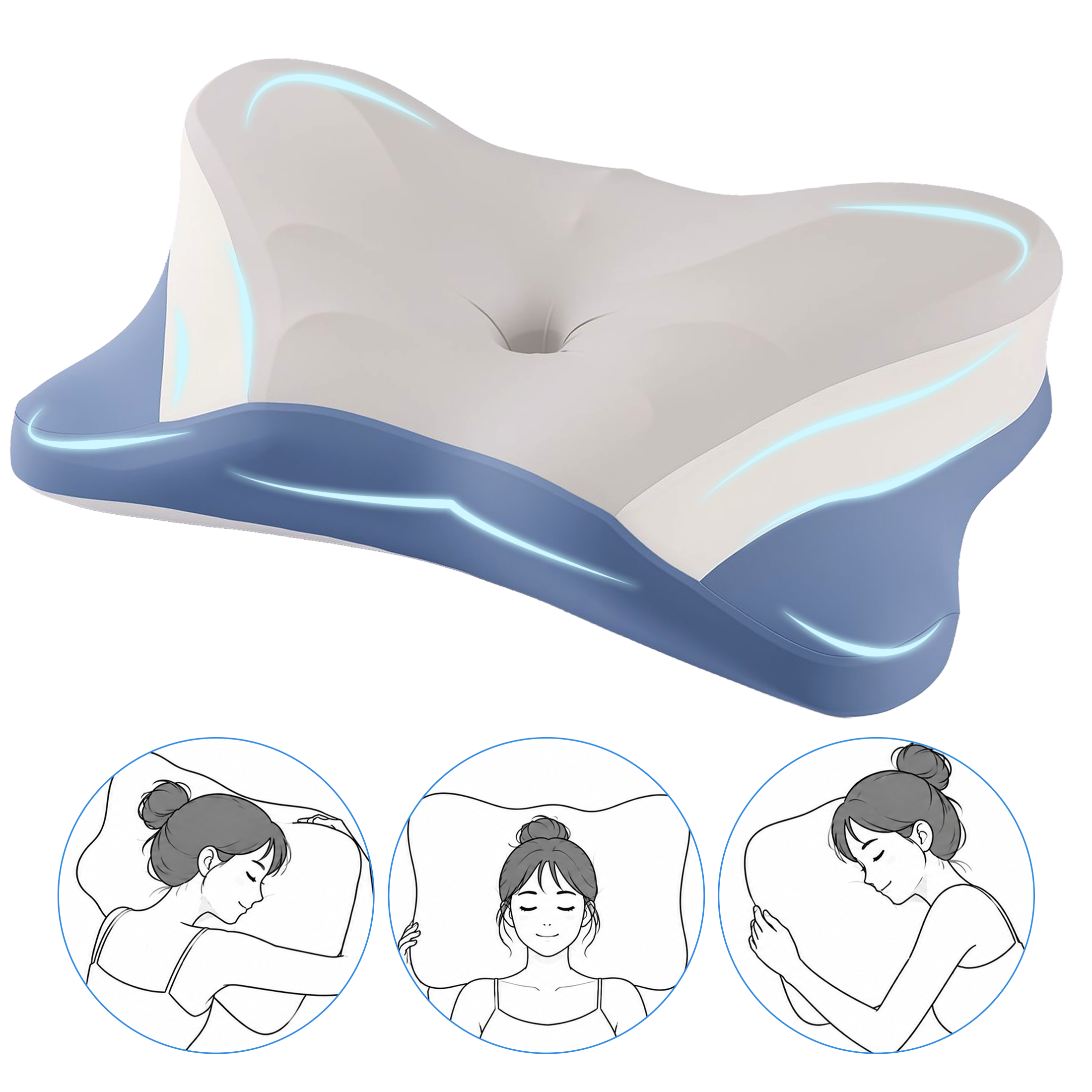 EDX Cervical Contour Memory Foam Pillow, Memory Foam Neck Pillow for Sleeping, Cooling Pillow for Side Back Stomach Sleepers