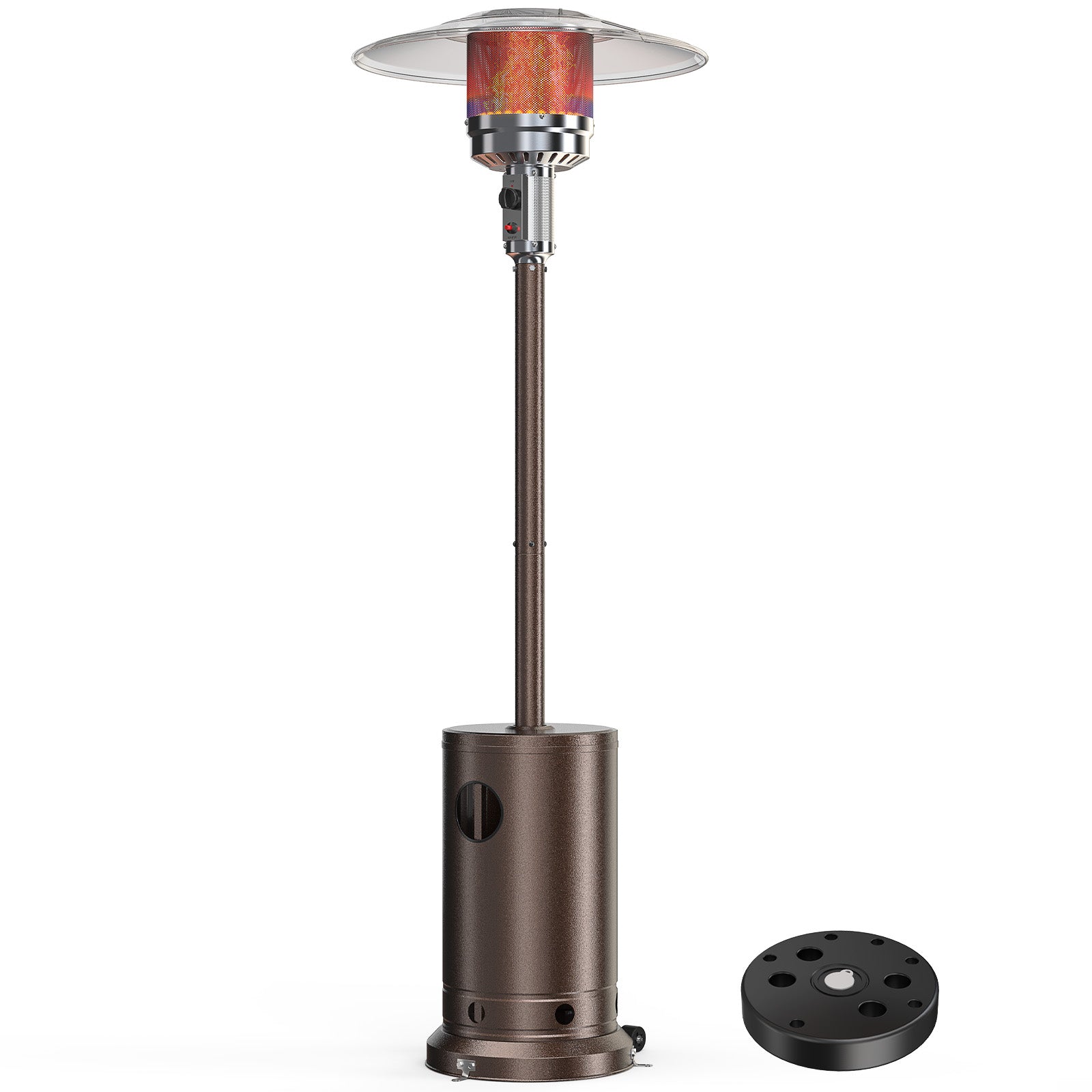 EDX 48,000 BTU Propane Patio Heater, Comes with Double Heating Grid and weight-adjustable water tank，Stable Base  for Home, Outdoor, Brown