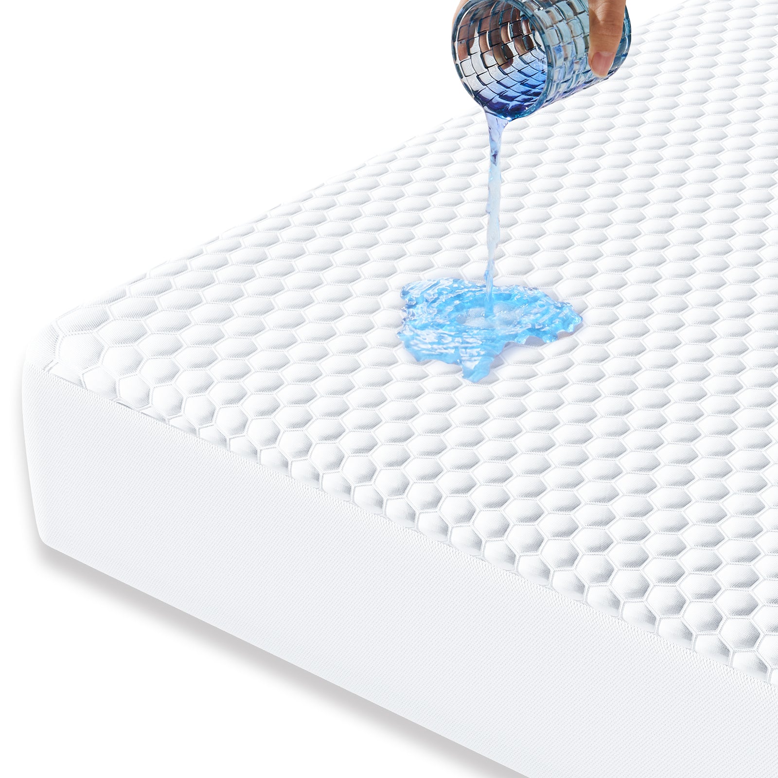 Mattress protector, waterproof mattress cover, soft, breathable, no noise, deep pockets, machine washable, white