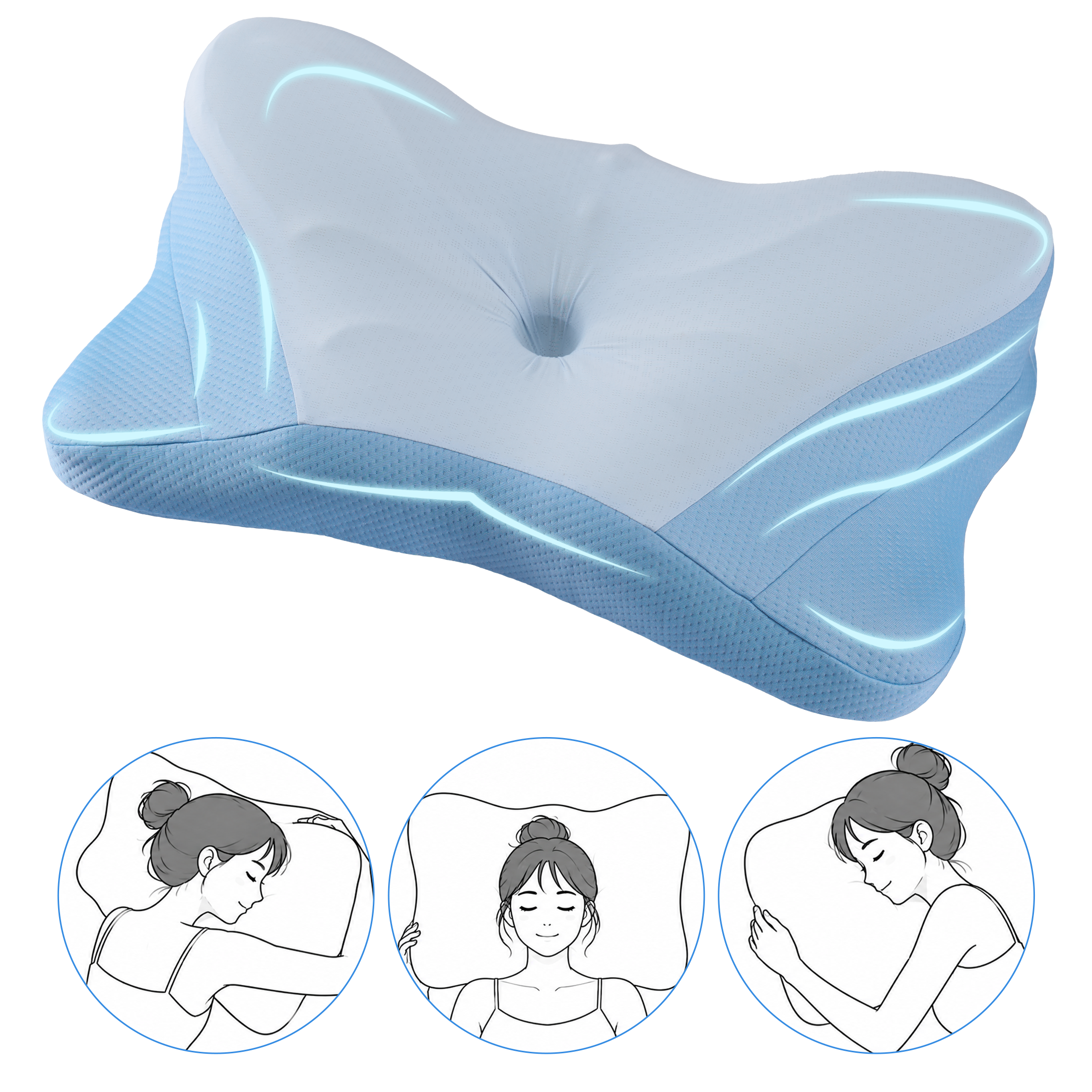 EDX Cervical Contour Memory Foam Pillow, Memory Foam Neck Pillow for Sleeping, Cooling Pillow for Side Back Stomach Sleepers