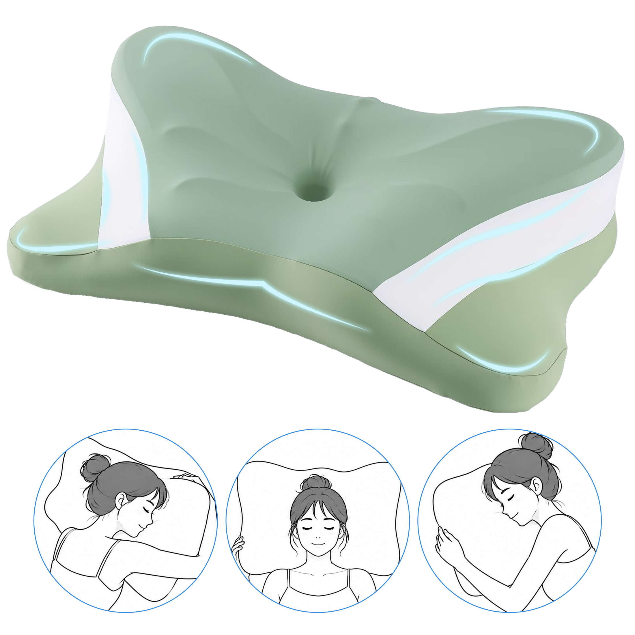 EDX Cervical Contour Memory Foam Pillow, Memory Foam Neck Pillow for Sleeping, Cooling Pillow for Side Back Stomach Sleepers