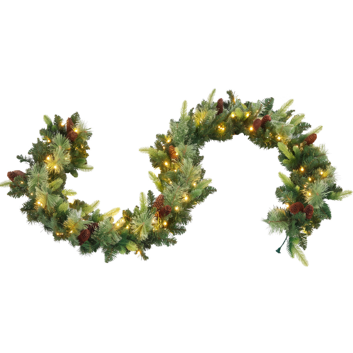 edx 9ft Christmas Garland, Realistic Pine Garland, Faux Greenery Pine Cedar Garland for Holiday Winter Decor, Mantel Fireplace Staircase Indoor Outdoor Decoration