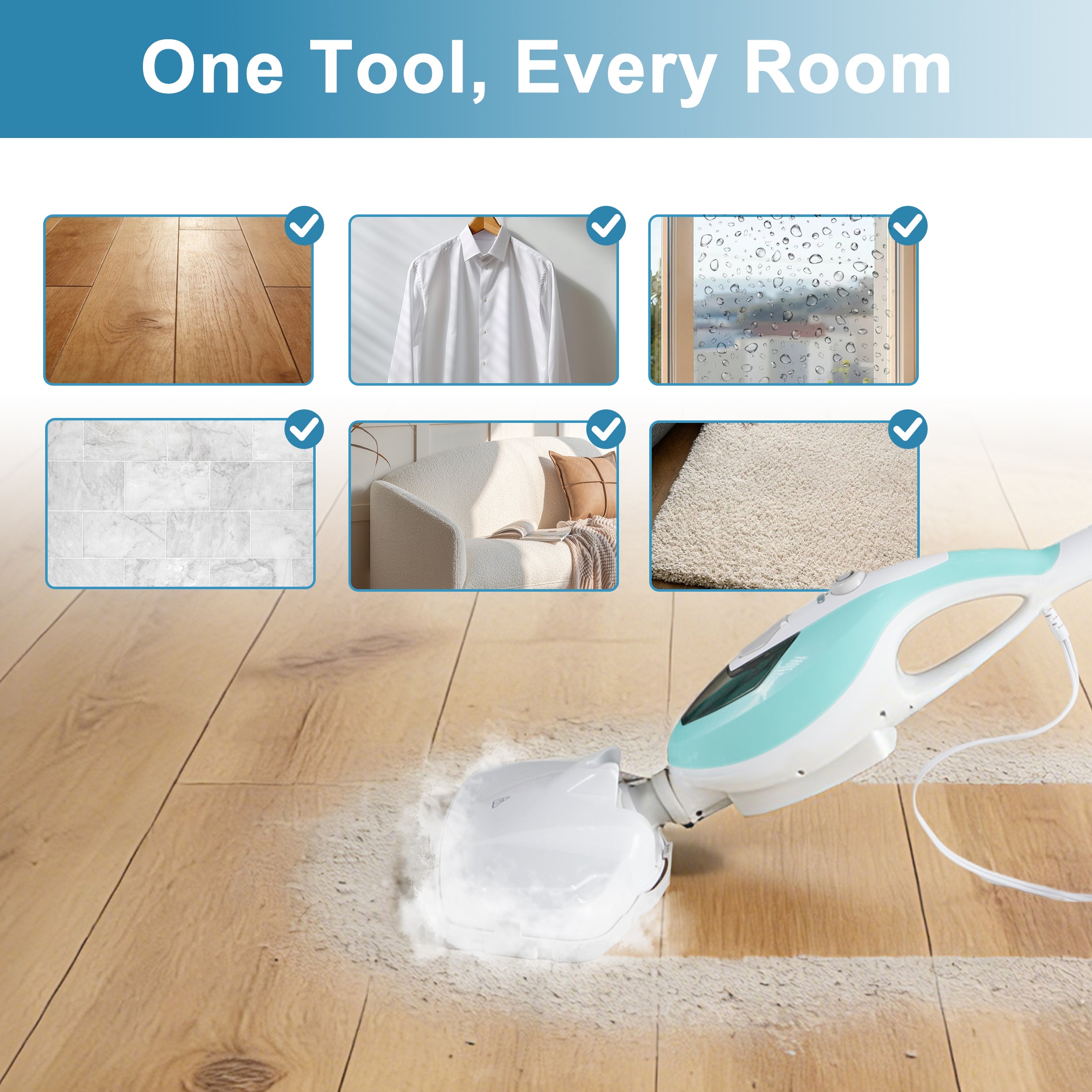 EDX Steam Mop, Chemical-Free Cleaning for Hardwood & Tile, 25-Second Heat Up, Lightweight with Washable Pads