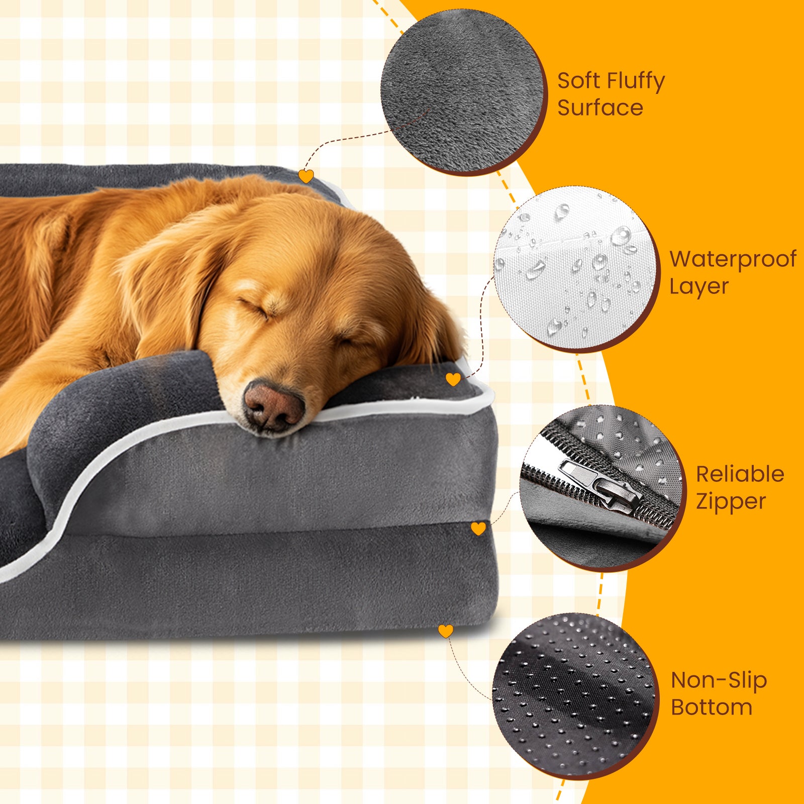 edx Orthopedic Dog Bed, Comfortable Pet Sofa, Supportive Foam Pet Sofa with Non-Slip Base, Machine Washable and Removable Cover, Waterproof Design，28"x23"in, Gray (No ratings yet)