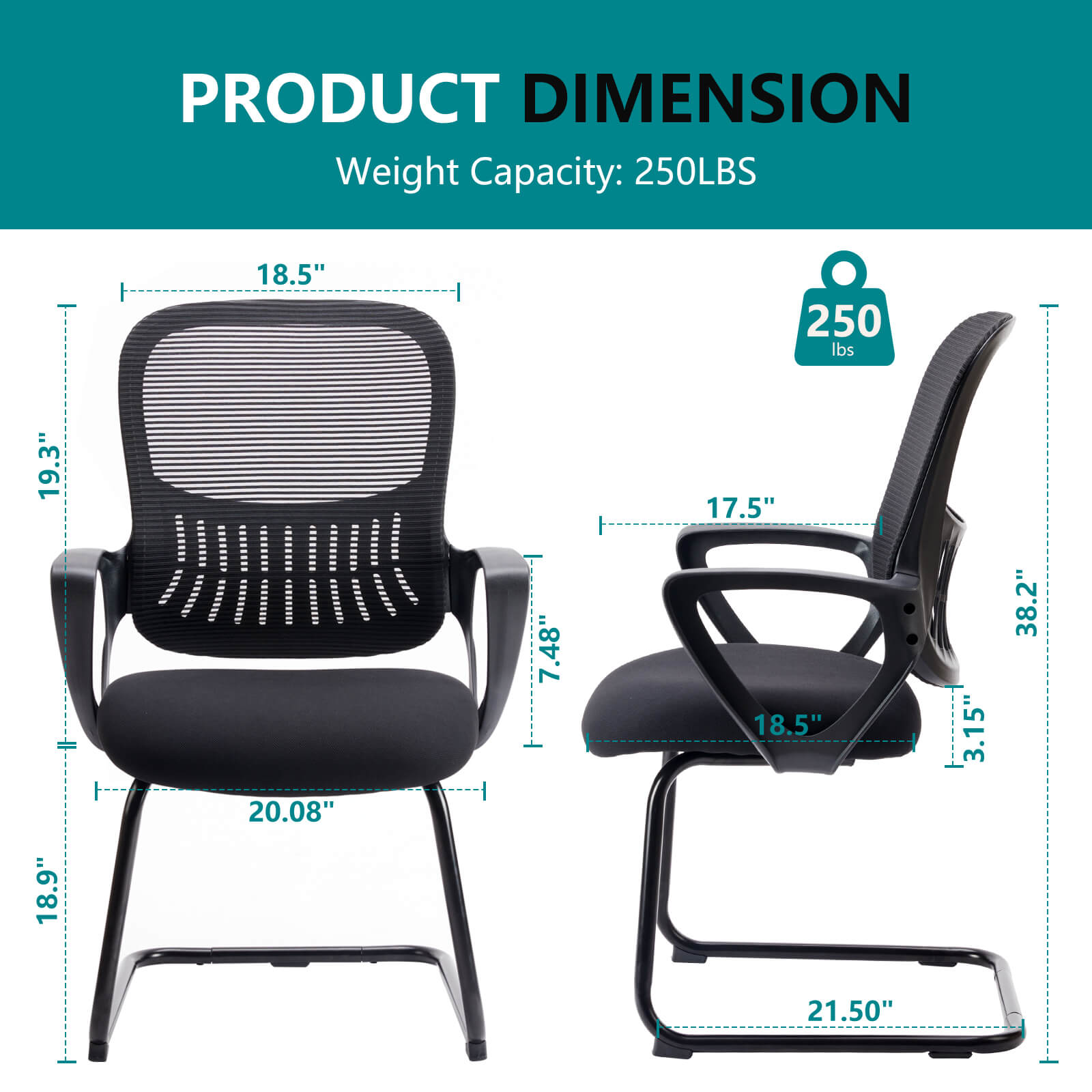 Ergonomic office chair - with storage basket, no wheels, breathable back, suitable for office, bedroom, living room.