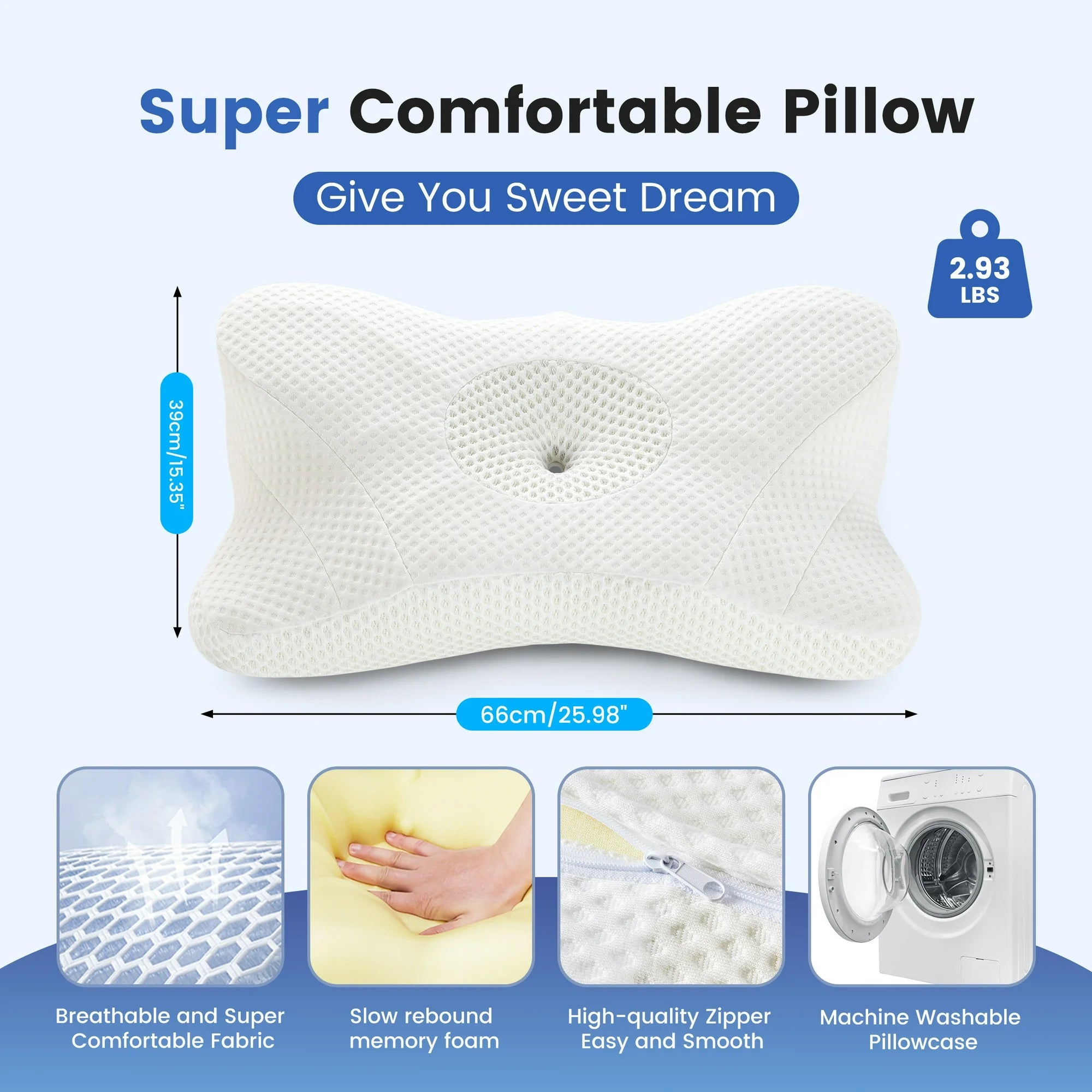 edx Bed Pillow Effective Pain Relief Cooling Pillow for Neck Support, Ergonomic Contour Memory Foam Cervical Neck Pillow for Side Back Stomach Sleepers