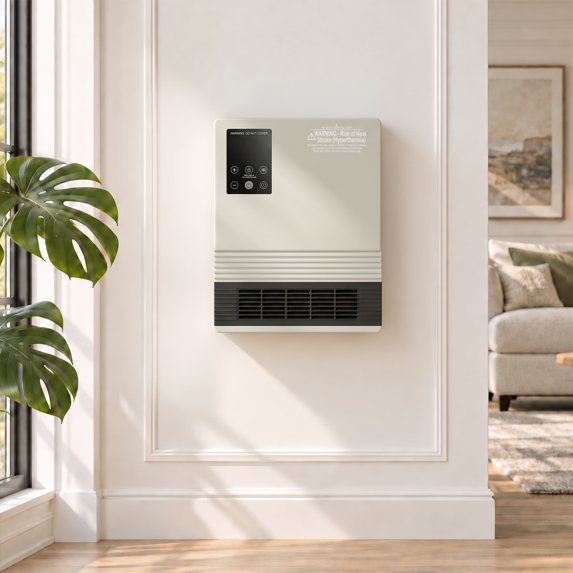 edx 1500W Wall-Mounted Electric Heater with Touchscreen, Remote Control, Adjustable Thermostat, 15-Hour Timer, Dual Heat Settings, Overheat Protection and Child Lock