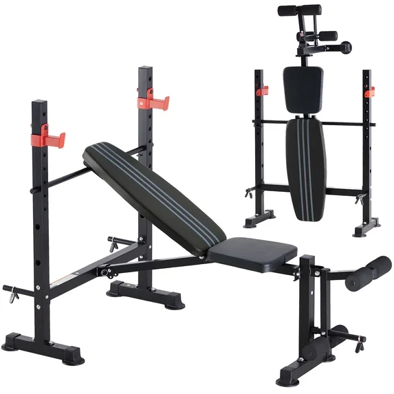 EDX Adjustable Weight Bench Set with Leg Extension & Curl, Foldable Home Gym Bench, Heavy-Duty 650 lbs Capacity, Multi-Position Backrest