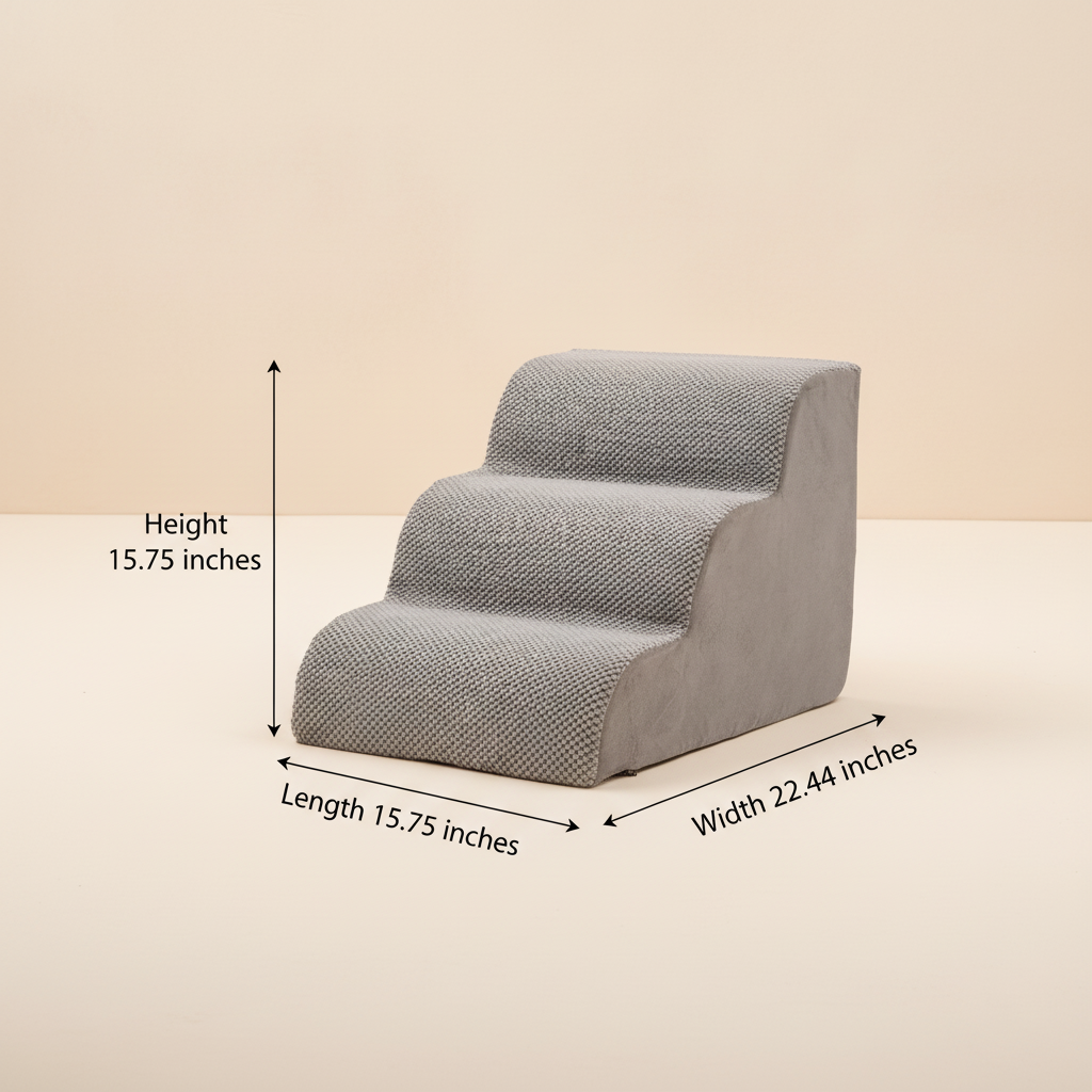 Edx Rounded-Corner Foldable Foam Dog Stairs with Rounded Edges - 3/4/5 Step Non-Slip Pet Ramp for Small/Medium Dogs, Fits Beds & Sofas