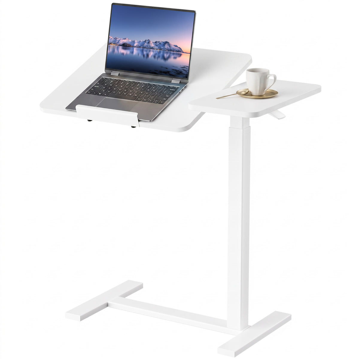 Gianna Mobile Standing Portable Rolling Desk & Overbed Laptop Height Adjustable Work Table with Hidden Casters for Home Office