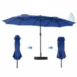 EdX 15 FT Triple Head Patio Umbrella, 12-Rib Design with 135 SQ FT Coverage, UV50+ Waterproof Canopy Includes Base & Sandbags for Outdoor Patio Camping