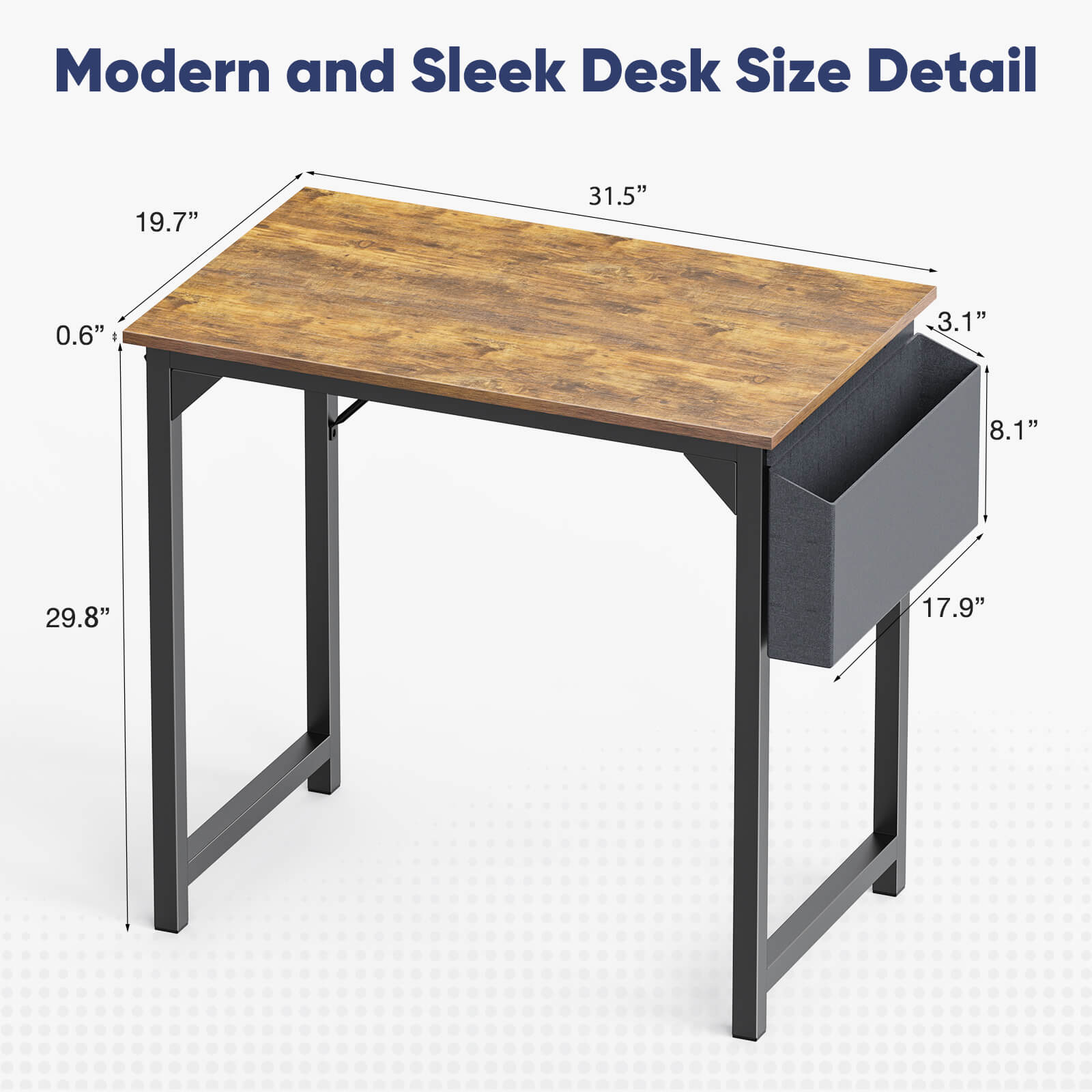 Computer Desk - 32/40/47/55/63 inch Student Kids Study Wooden Desk with Headphone Hook and Storage Bag for Bedroom, Living Room, Study Room