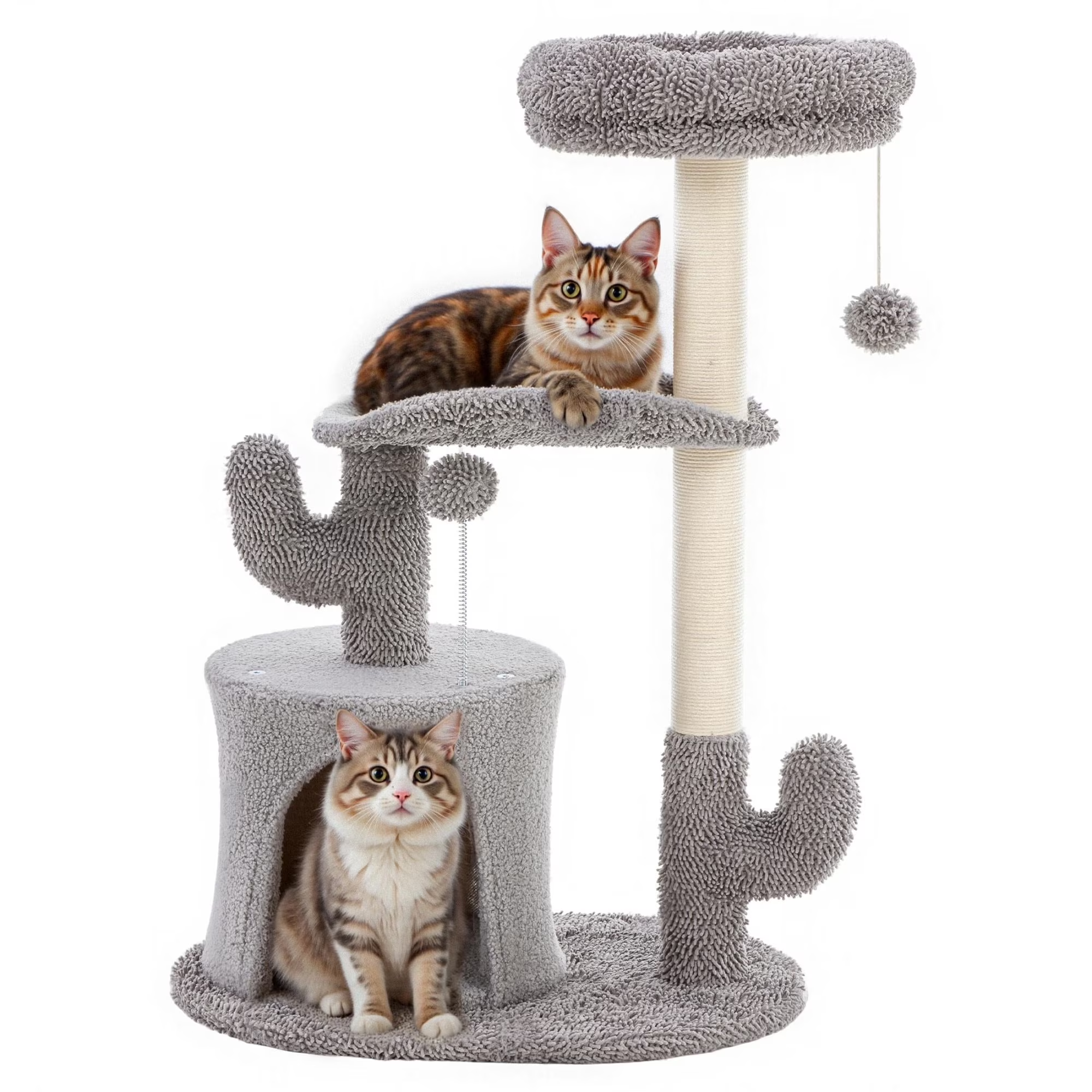 edx Cat Tree Tower for Indoor Cats, Multi-Level Pet Furniture with Sisal Scratching Post, Large Cozy Condo, Climbing Ramp, Kitten Toy