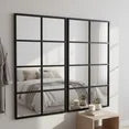 edx Black Windowpane Grid Wall Mirror - Leaning & Hanging Decor for Bedroom, Living Room