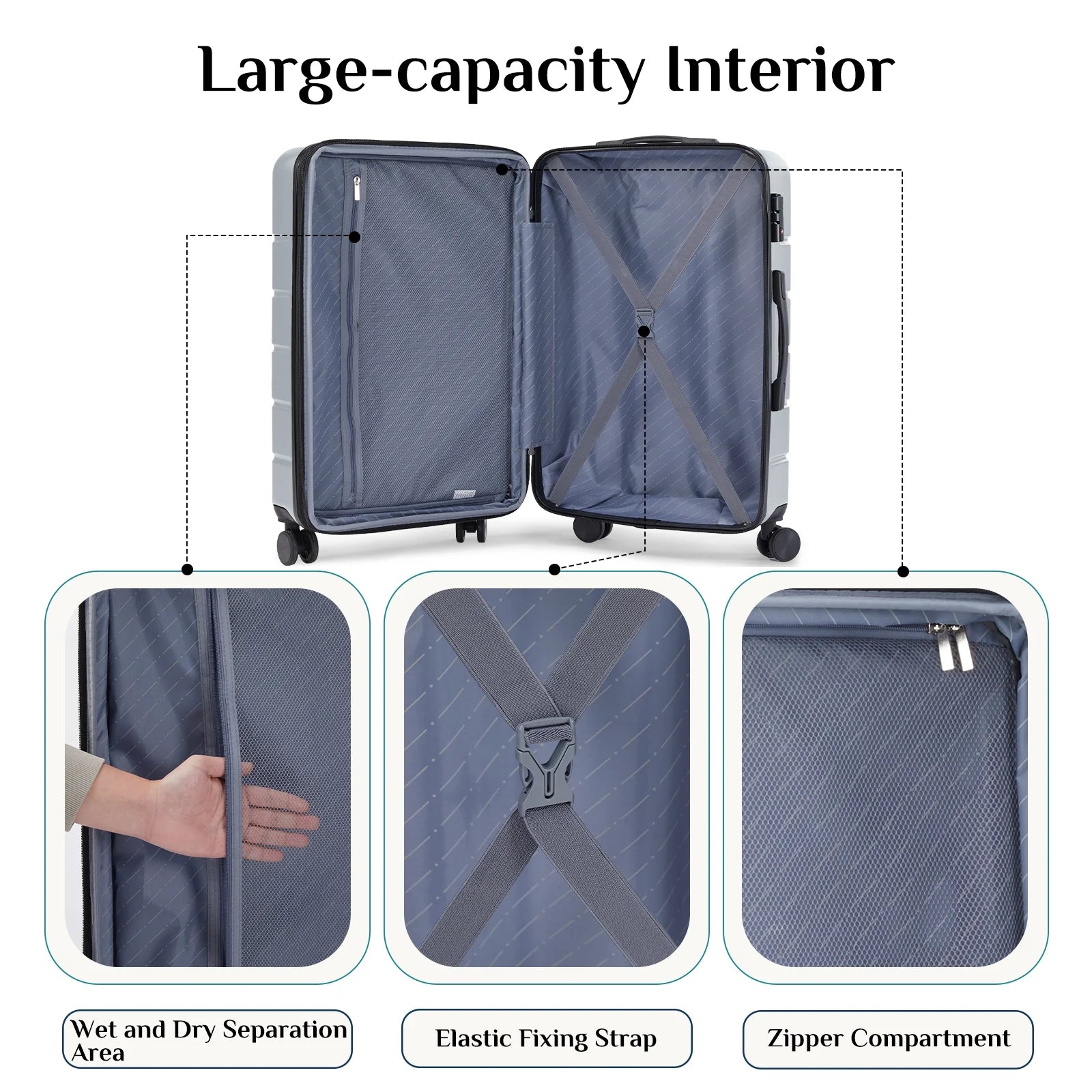 edx Hardside Carry on Luggage with Spinner Wheels, Hard Shell ABS Suitcase, Lightweight Expandable Rolling Luggage