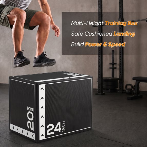 EDX 3-in-1 Foam Plyometric Jump Box for Home Gym with Multiple Height Options–Versatile Plyo with Non-Slip Surface for Strength, HIIT, Step-Ups, and Agility Training