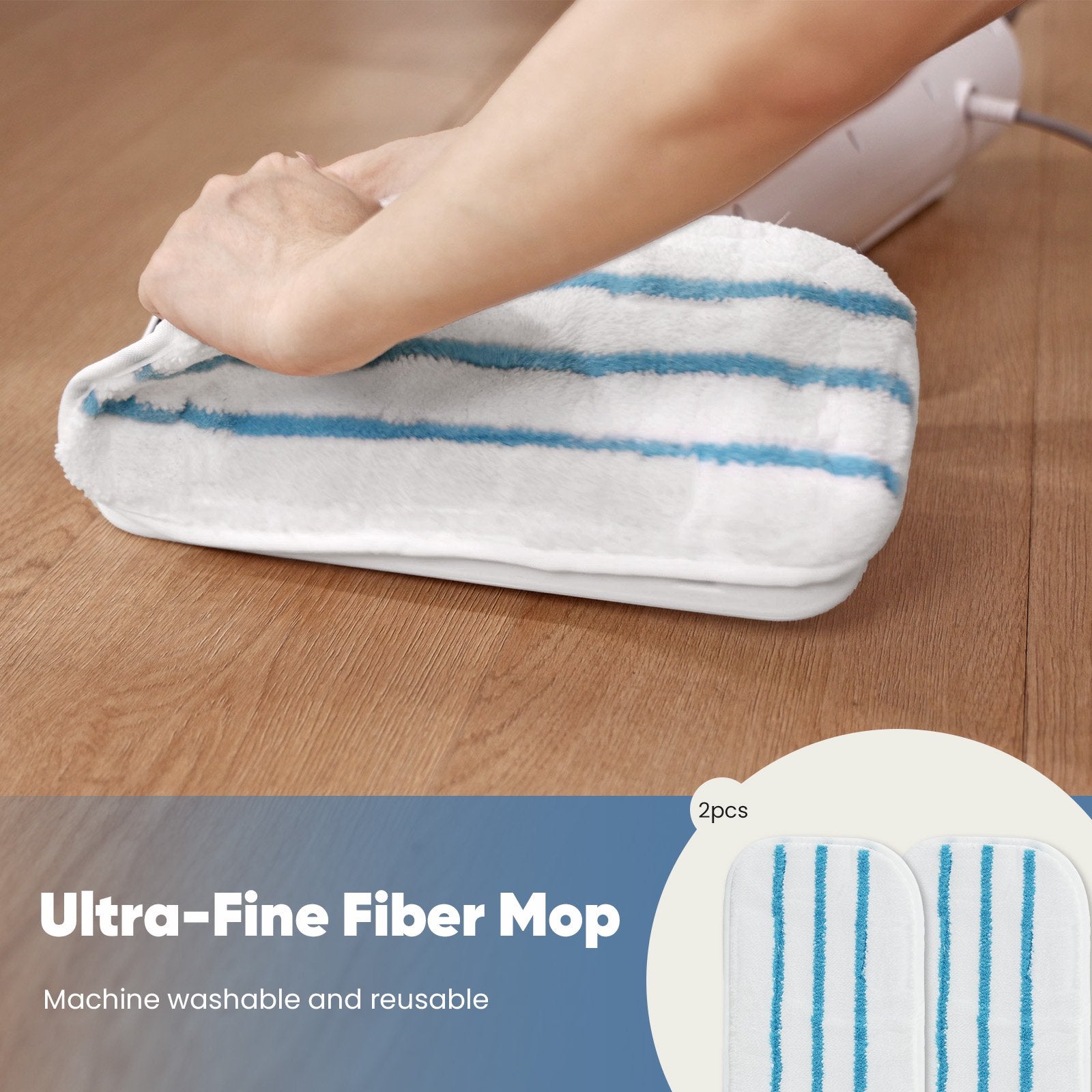 EDX Steam Mop, Lightweight Floor Steamer Cleaner with 2 Washable Pad for Floor Cleaning