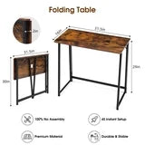 EDX Folding Computer Desk, 31.5 Inch Compact Foldable Writing Workstation for Small Spaces, Easy Assembly Space-Saving Home Office Table, Oak Finish