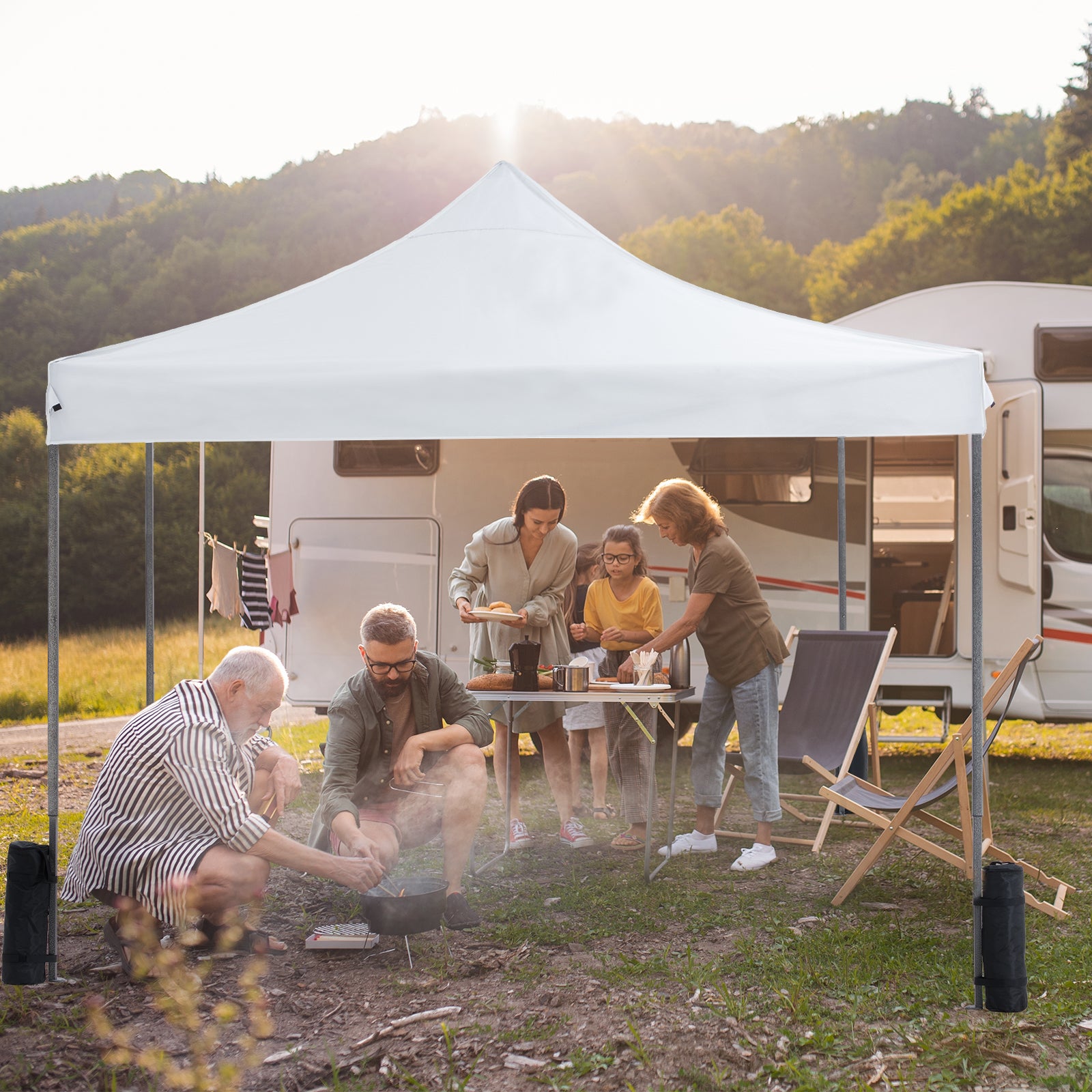 10 x 10ft Pop Up Canopy Tent Portable Sun Shelter Canopy Tent with Sand Bags