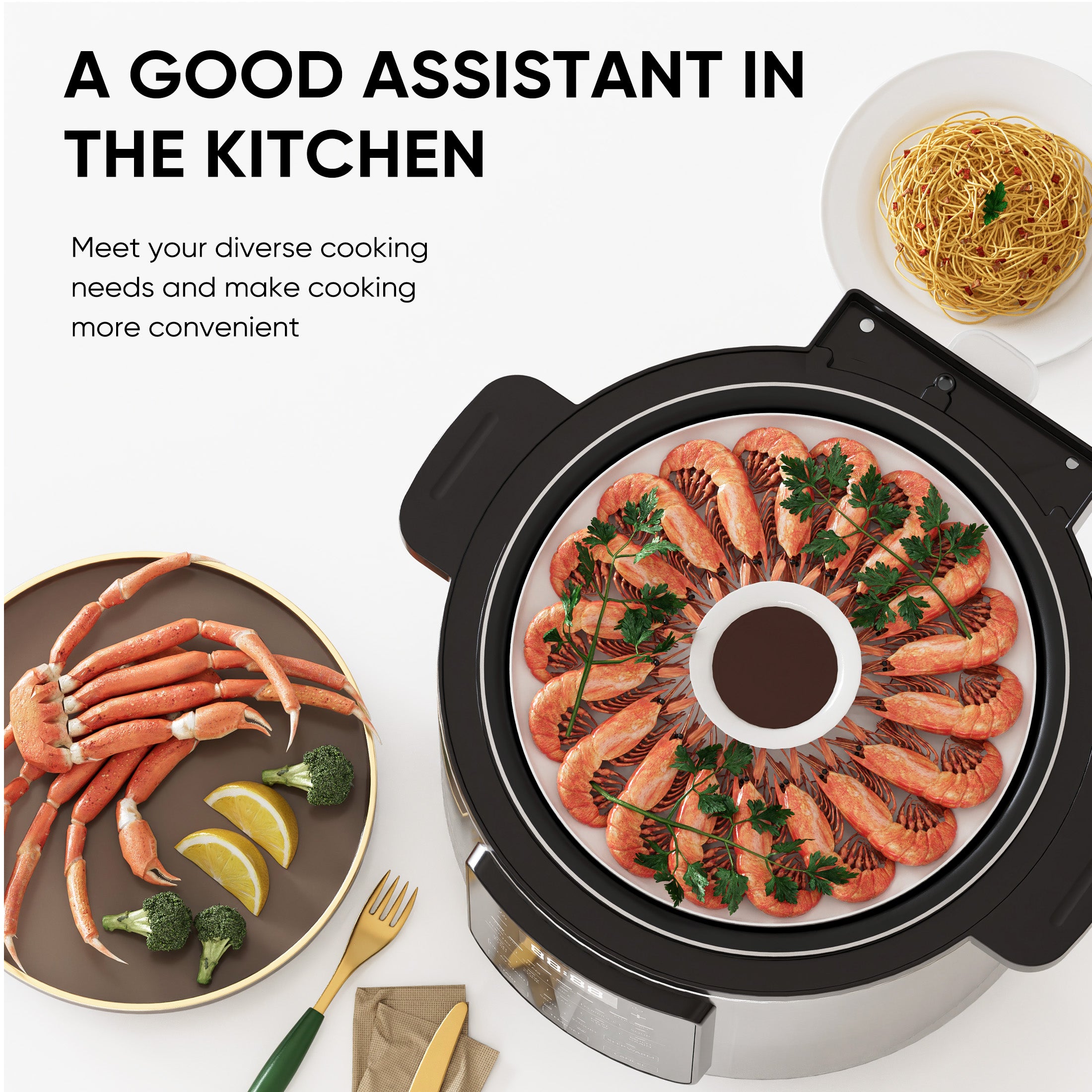 Instant Cooker 6 Quart 12-in-1 Electric Pressure Cooker Multi-Function Features & Stainless Steel Pot