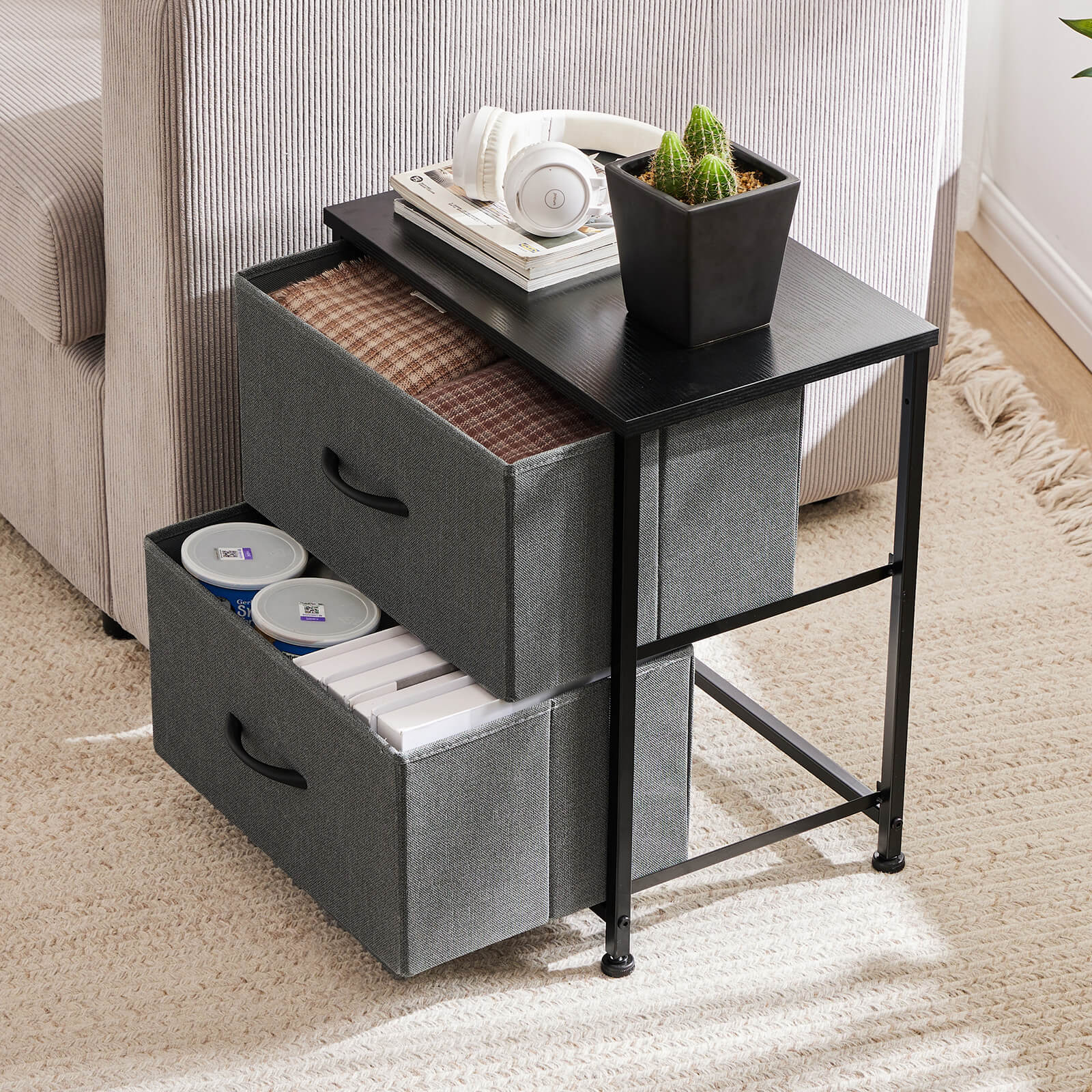 2 Piece Nightstand Set - 2 Storage Drawers, Bedside Furniture End Table, Suitable for Living Room, Bedroom, Closet