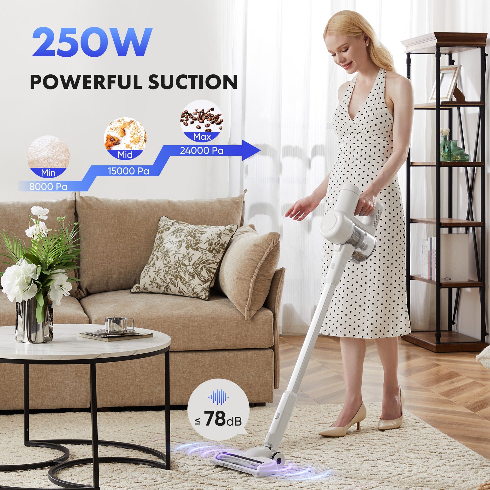 Cordless Stick Vacuum Cleaner,3-in-1 Stick Lightweight Vacuum for Carpet Floor Pet Hair Home