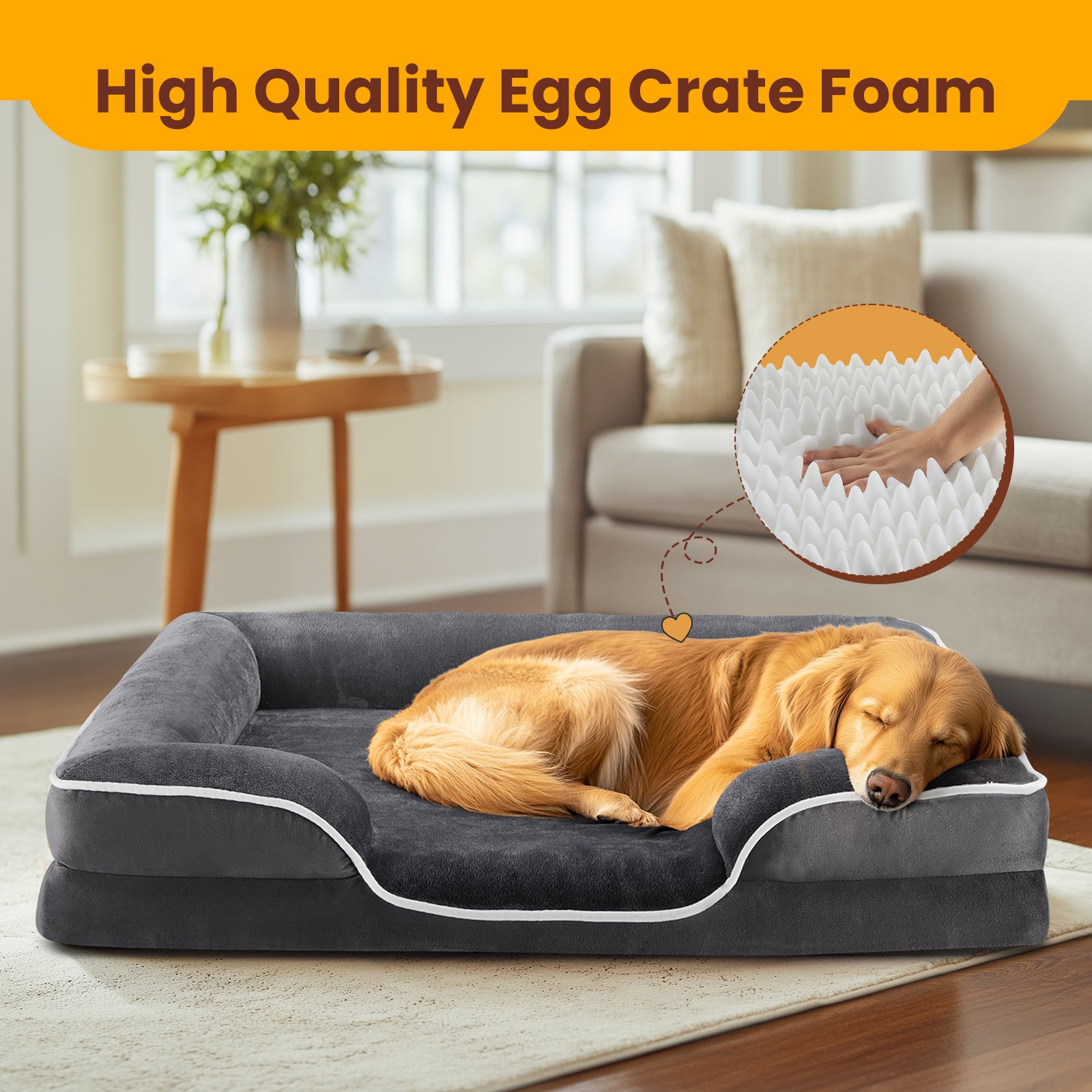 edx Orthopedic Dog Bed, Comfortable Pet Sofa, Supportive Foam Pet Sofa with Non-Slip Base, Machine Washable and Removable Cover, Waterproof Design，28"x23"in, Gray (No ratings yet)