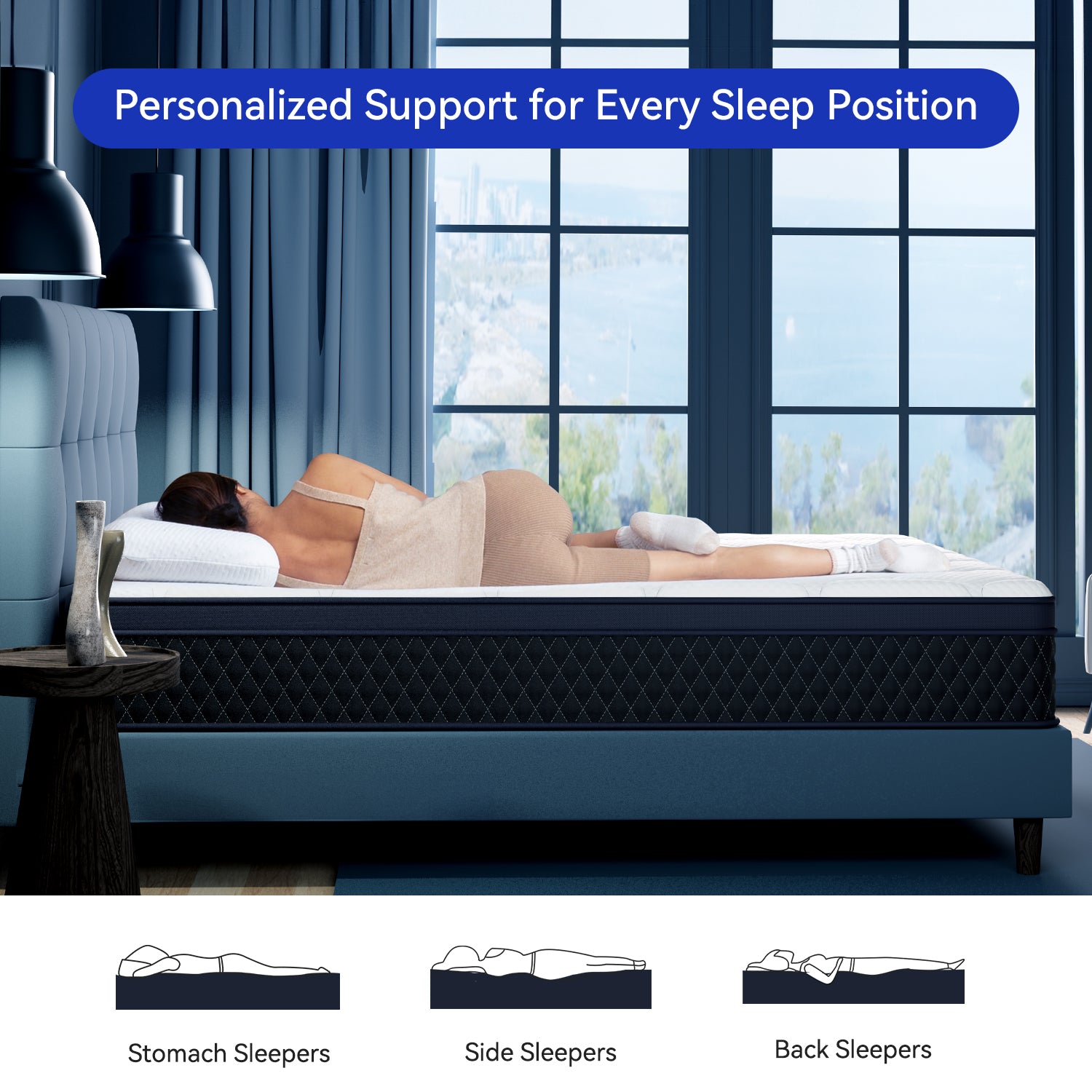 ZUNMOS Spring Hybrid Foam Mattress  for Pressure Relief, CertiPUR-US Certified Mattresses with Durable Support, Mattress in a Box