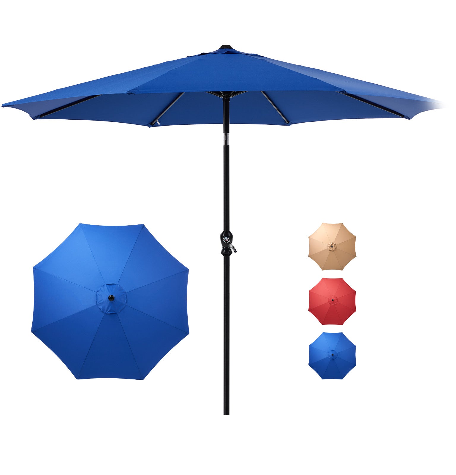 ZUNMOS 9FT Patio Umbrella with Push Button Tilt and Crank,  with 8 Sturdy Ribs,Outdoor Umbrella, Pool Umbrella, for Market, Terrace, Beach, Outdoor Restaurant