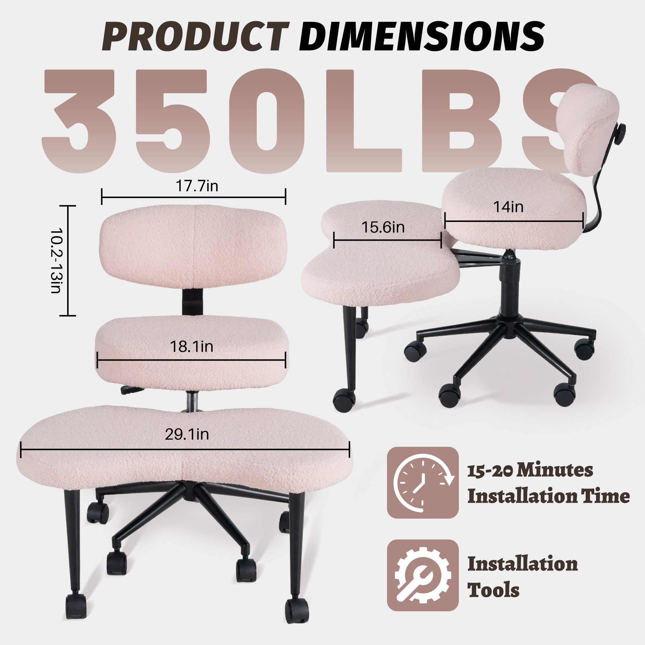 EDX Premium Ergonomic Cross Legged Swivel Meditation Chair with Adjustable Back – 360° Rotating Footrest, 5 Casters for ADHD, Focus & Relaxation